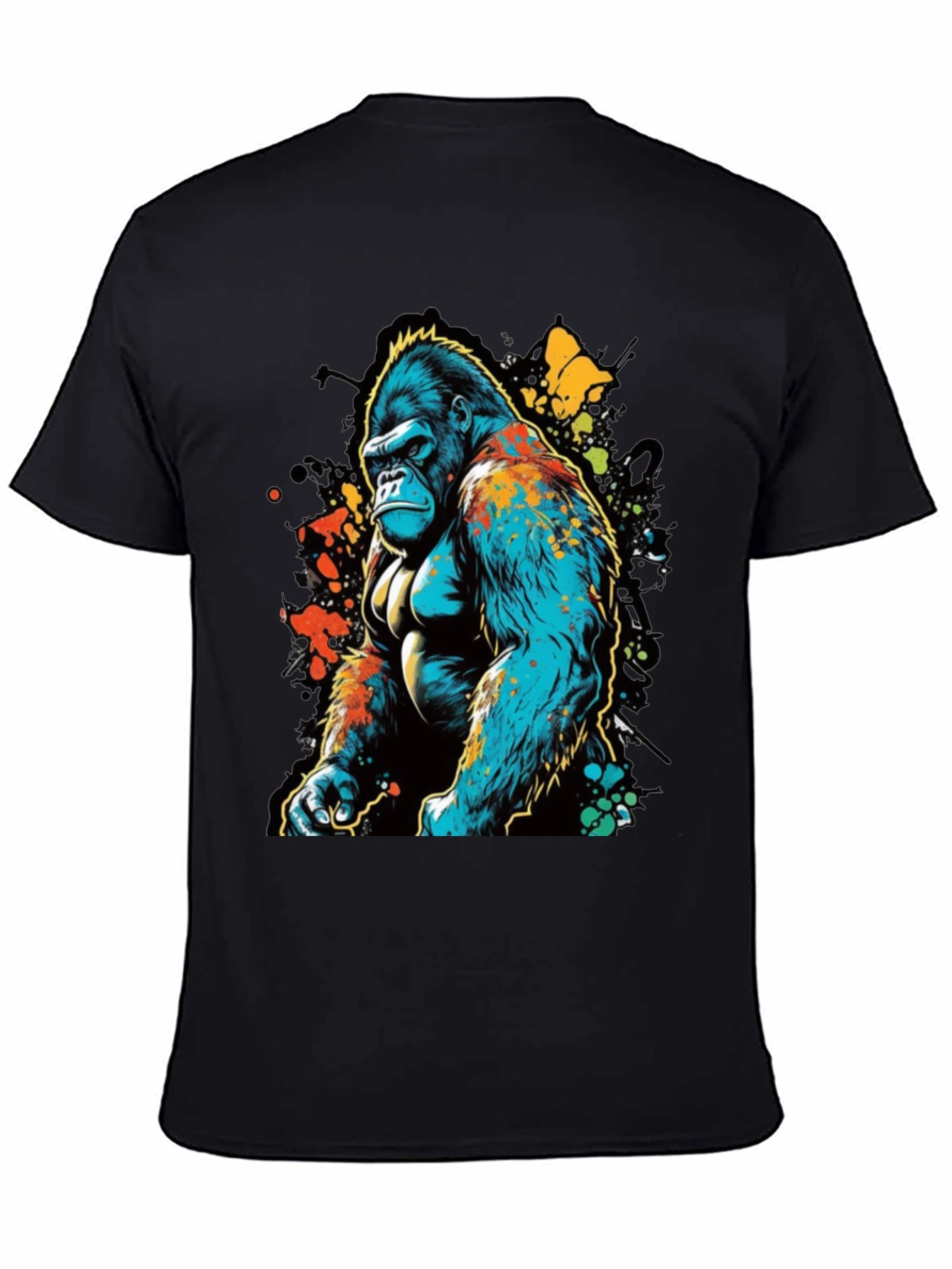 Abstract Gorilla Graphic T-Shirt - Black