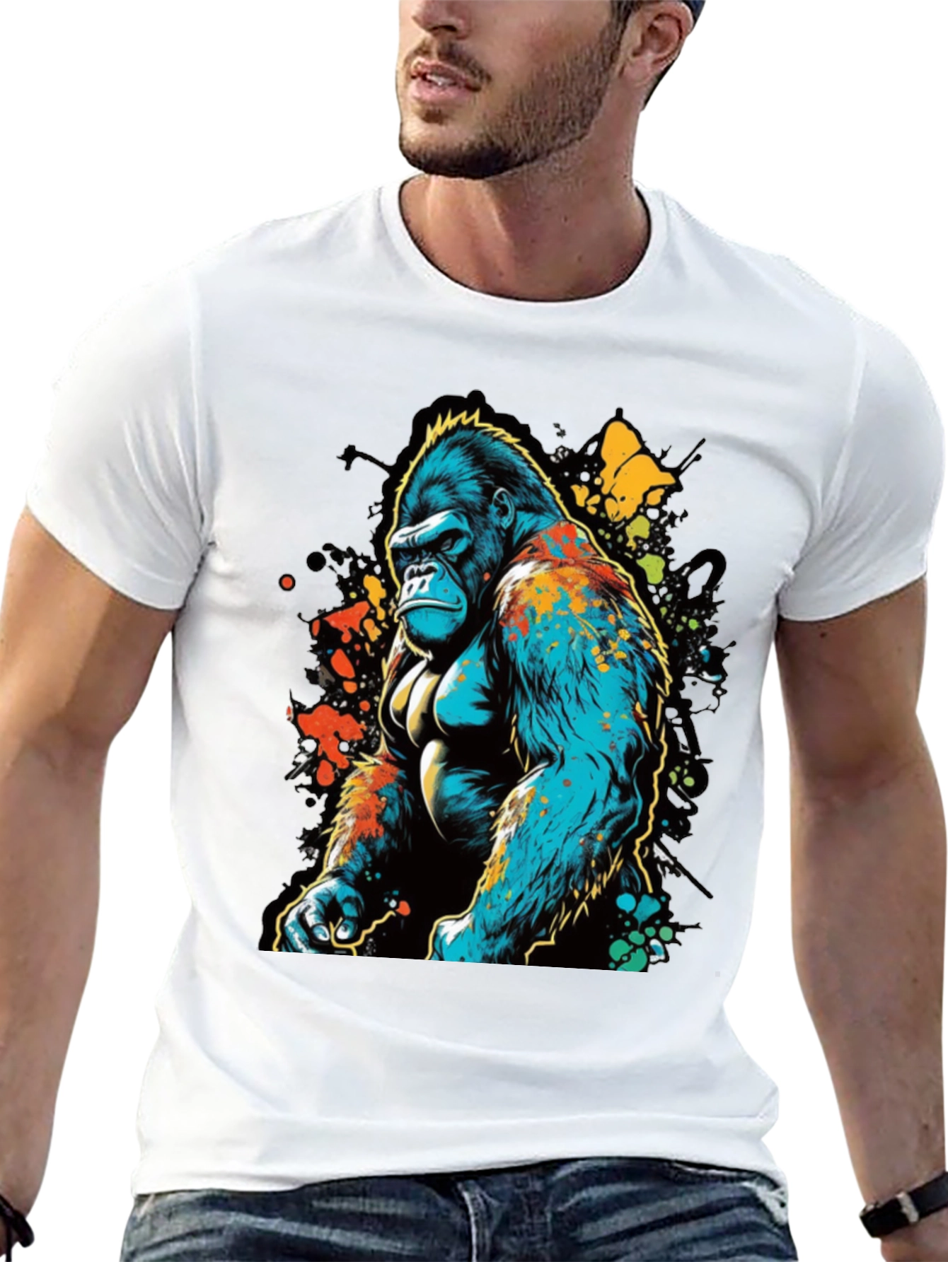 Abstract Gorilla Graphic T-Shirt - Black