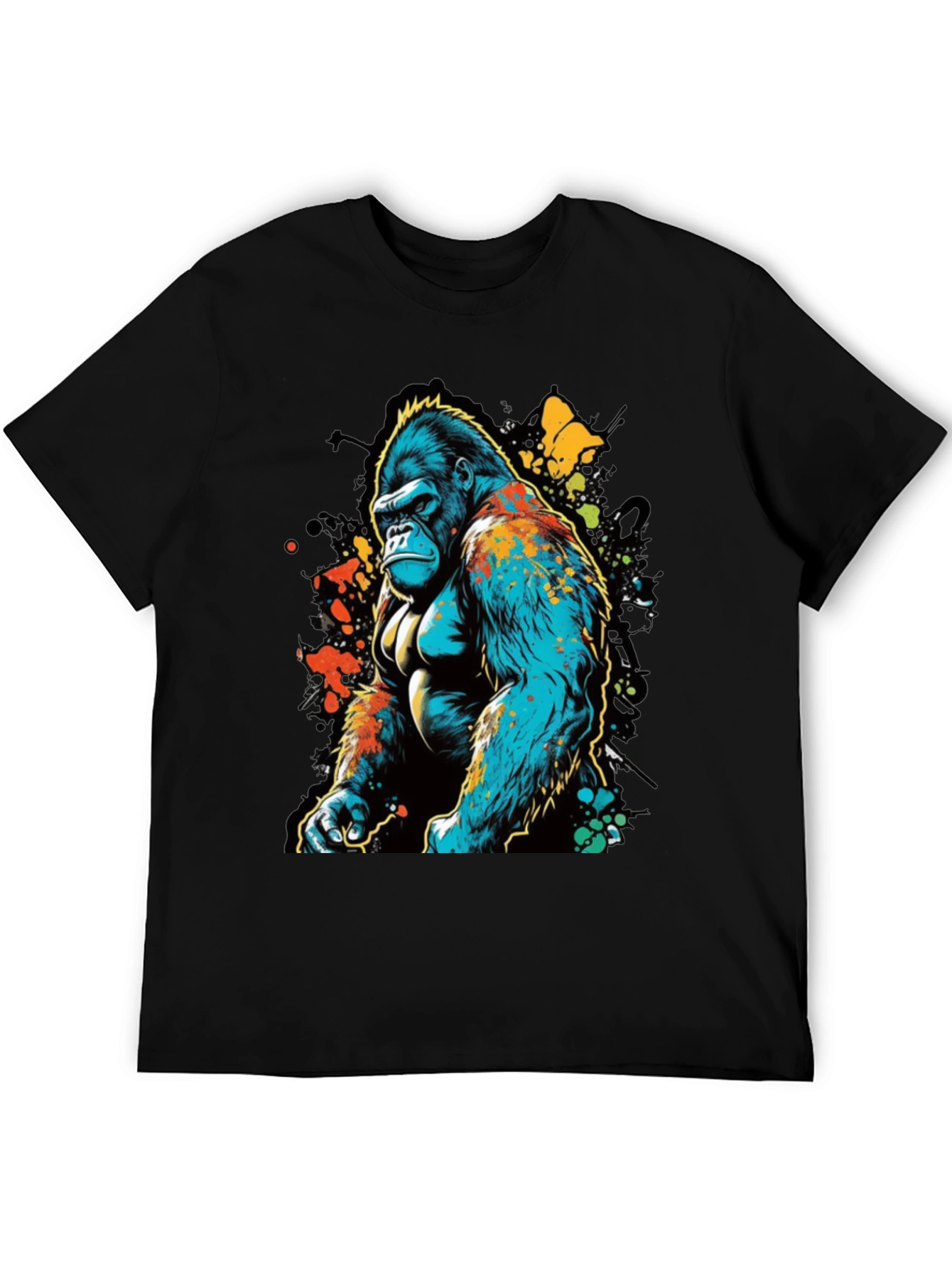 Abstract Gorilla Graphic T-Shirt - Black