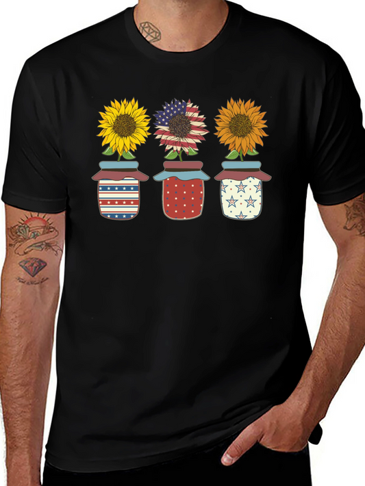 Patriotic Sunflowers in Jars Graphic Tee
