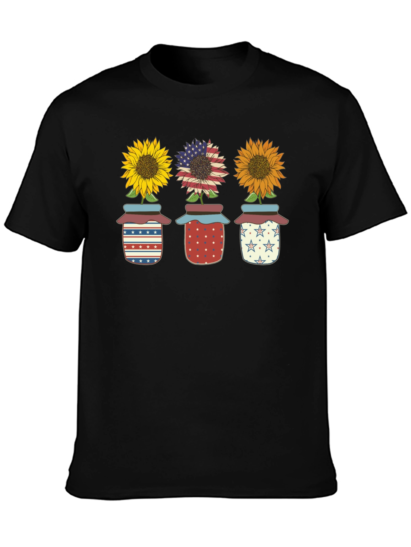 Patriotic Sunflowers in Jars Graphic Tee