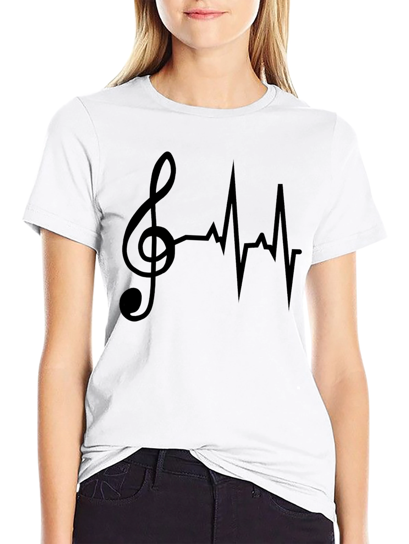 Music Lovers Heartbeat T-Shirt - Black