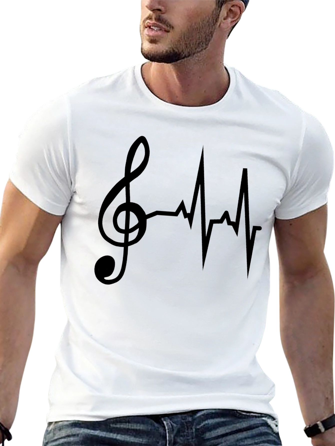Music Lovers Heartbeat T-Shirt - Black