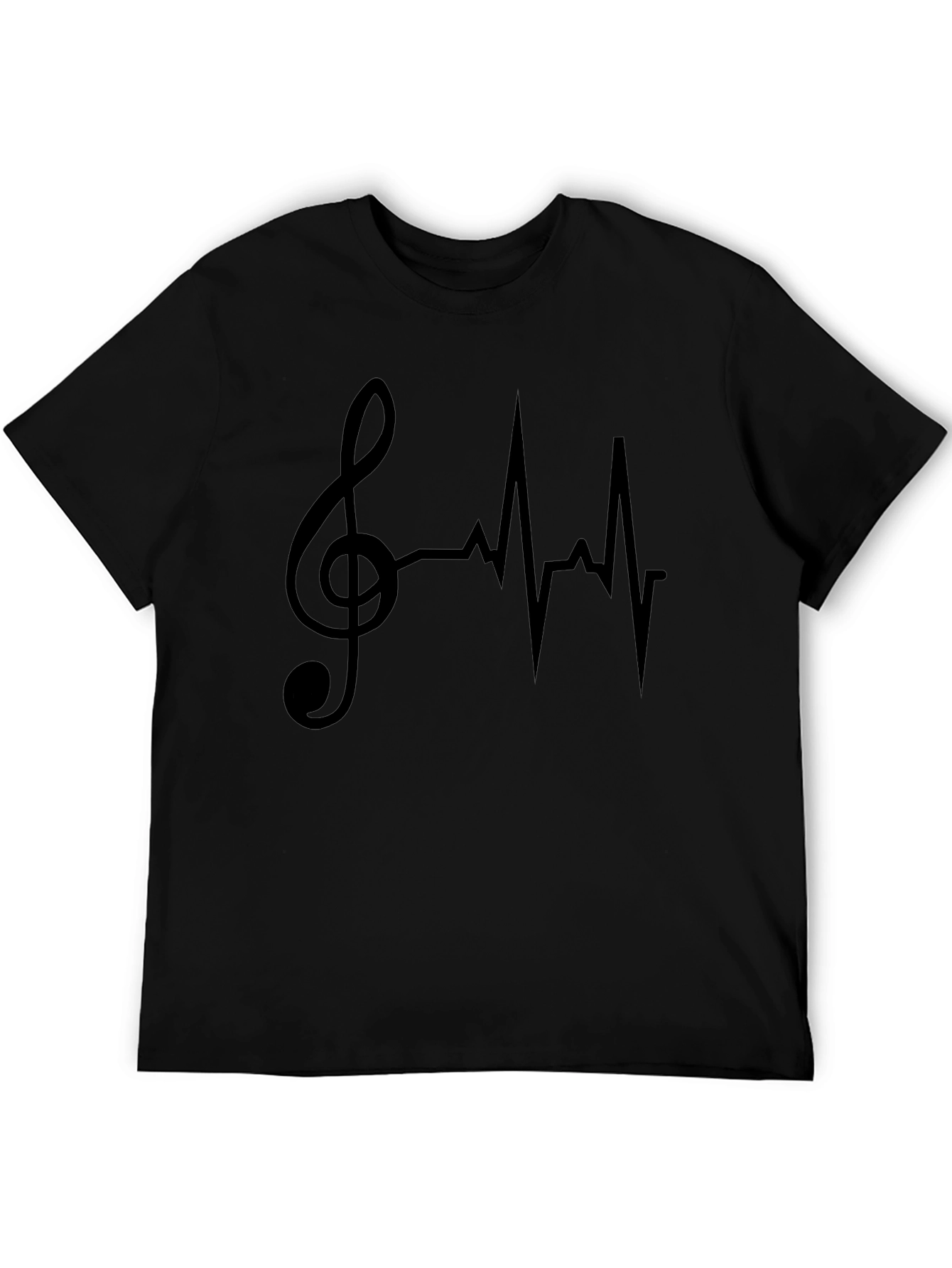 Music Lovers Heartbeat T-Shirt - Black