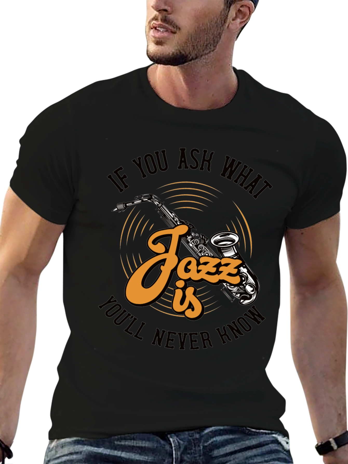 Jazz Music Saxophone Graphic Print T-Shirt