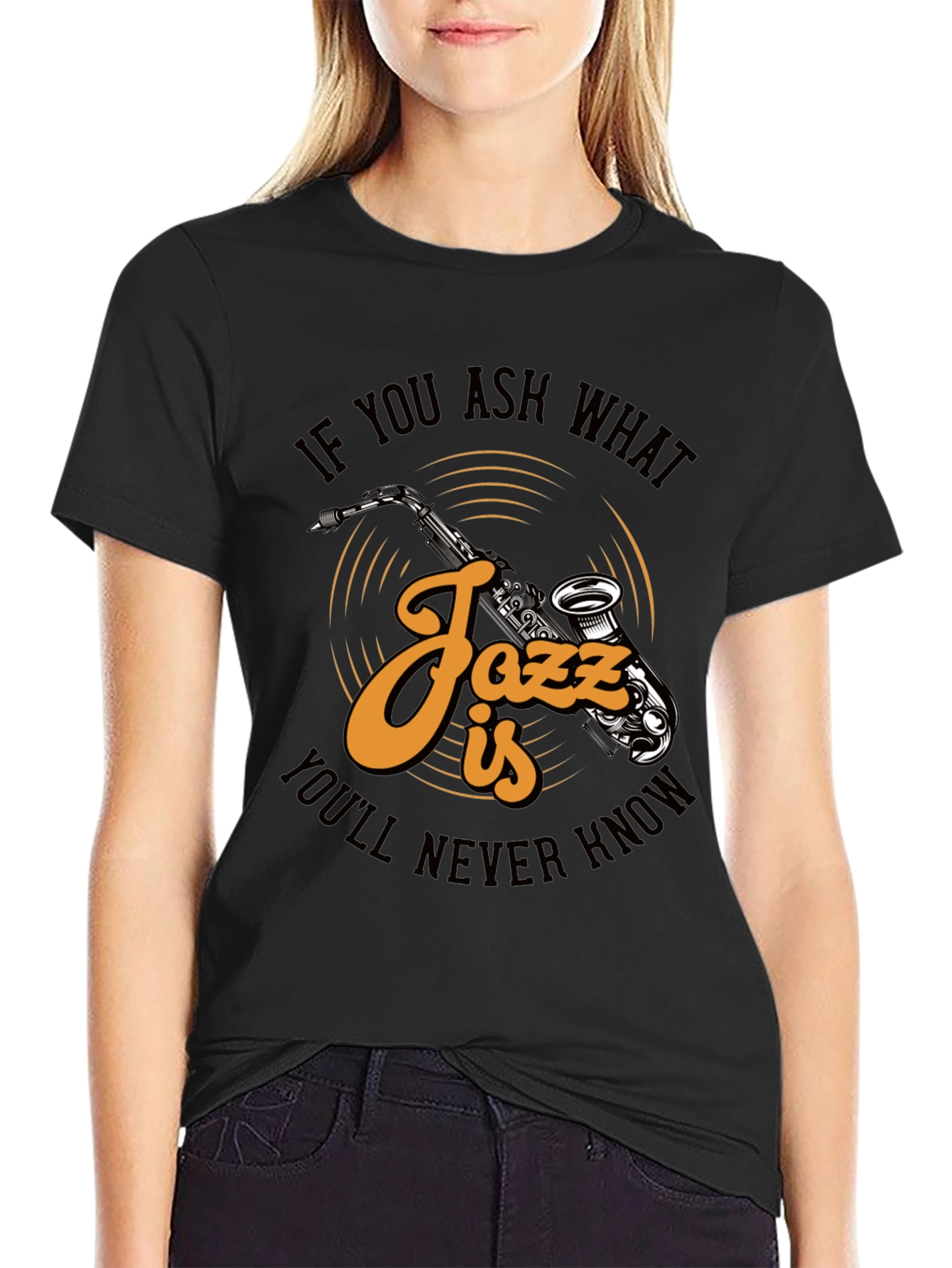 Jazz Music Saxophone Graphic Print T-Shirt