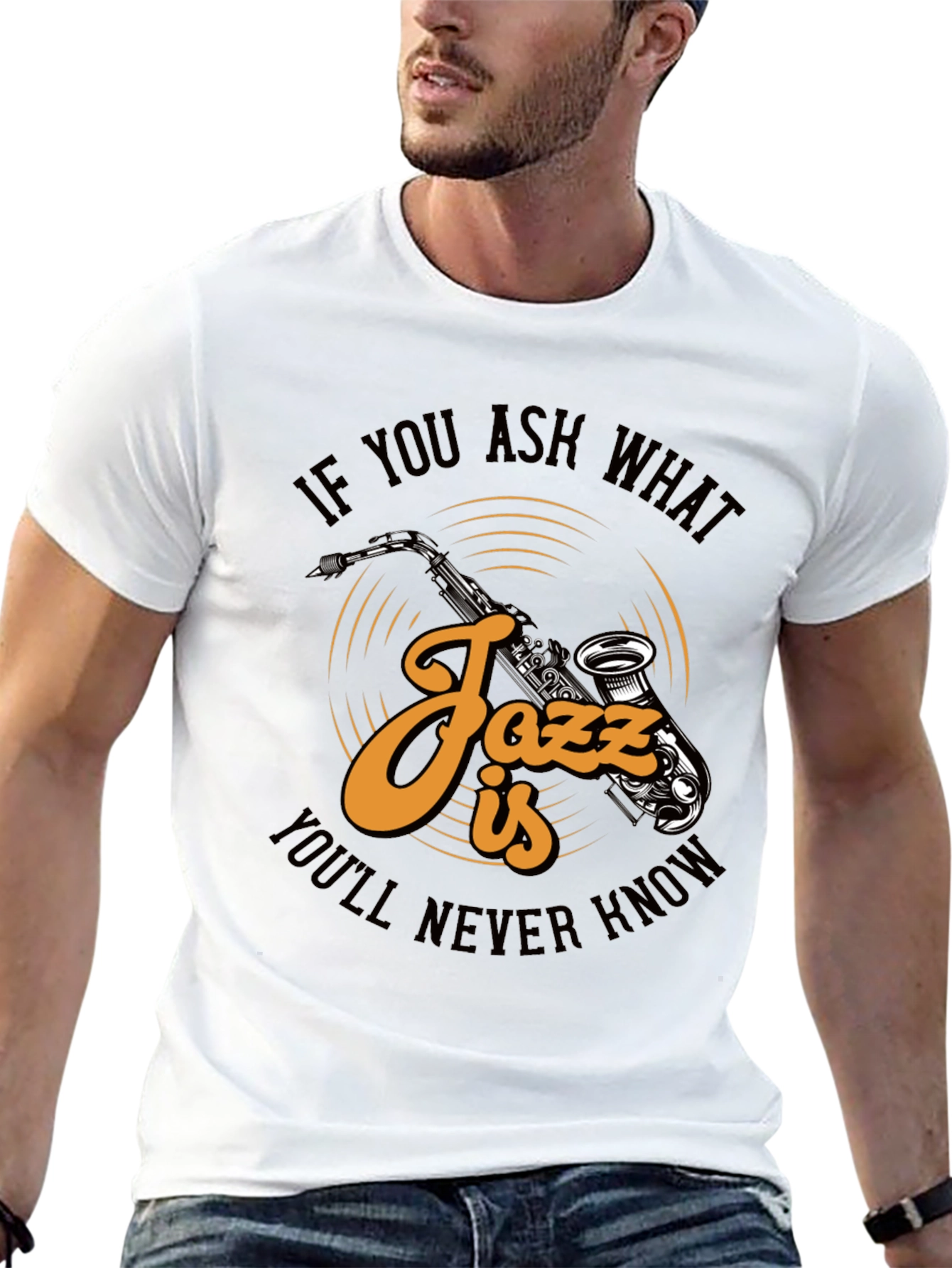 Jazz Music Saxophone Graphic Print T-Shirt