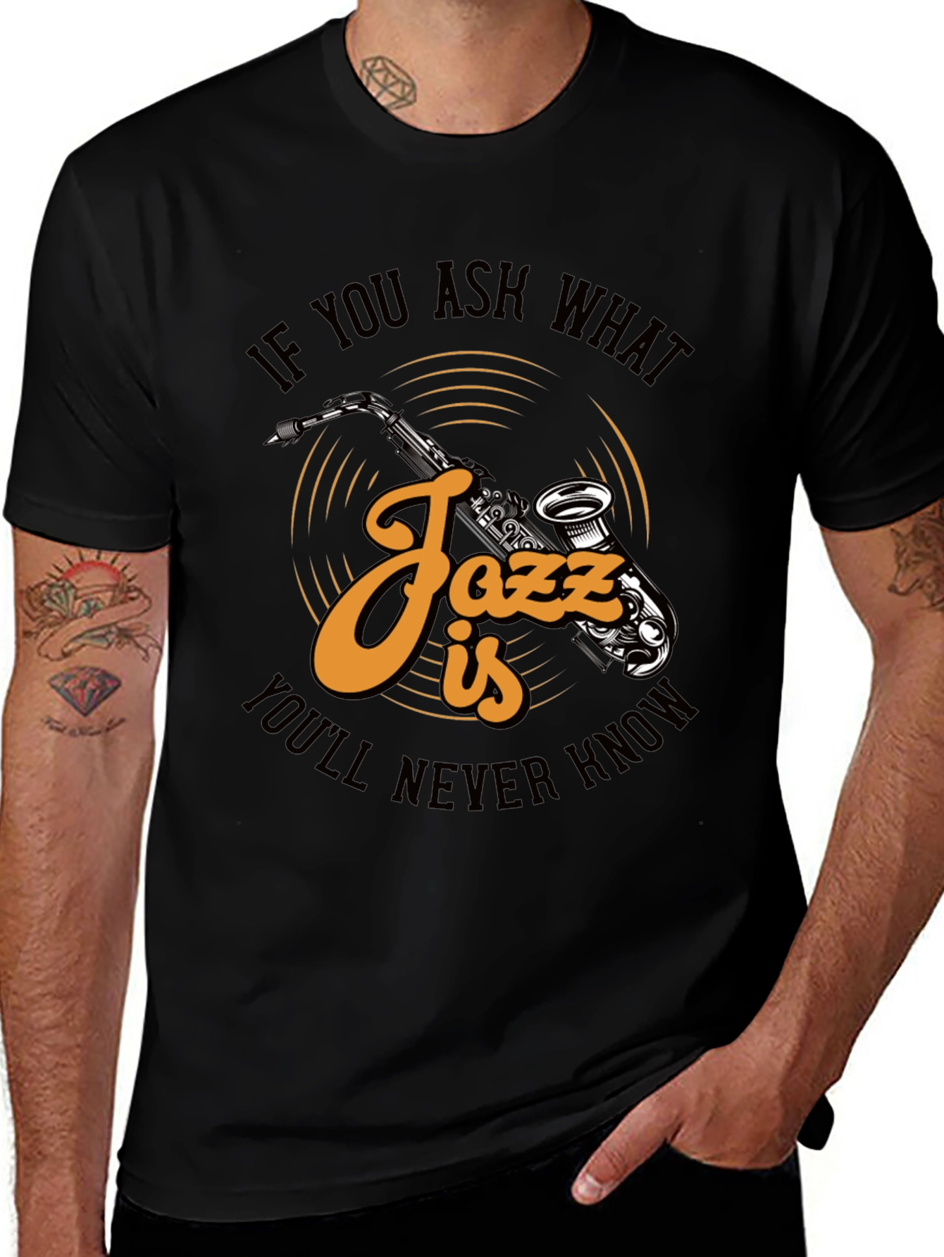 Jazz Music Saxophone Graphic Print T-Shirt