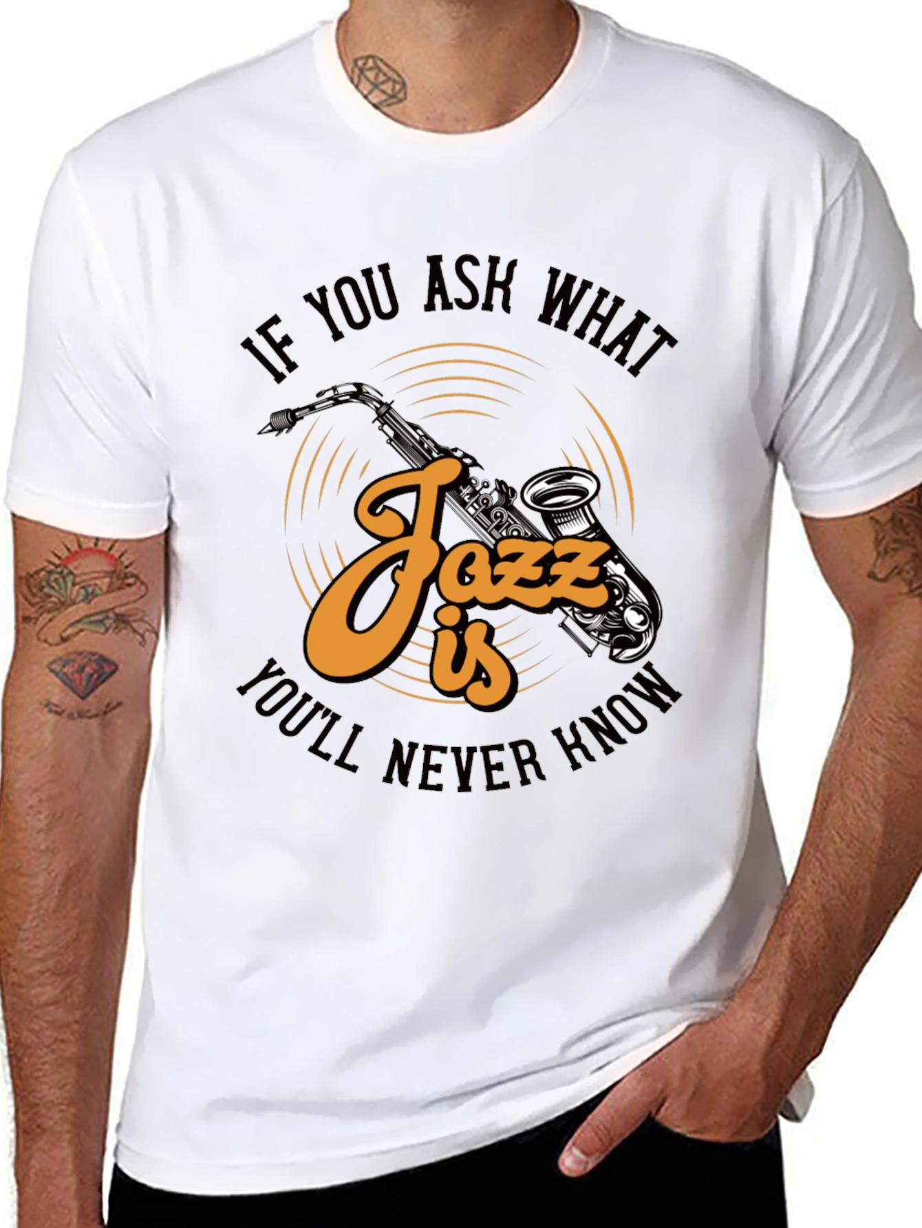 Jazz Music Saxophone Graphic Print T-Shirt
