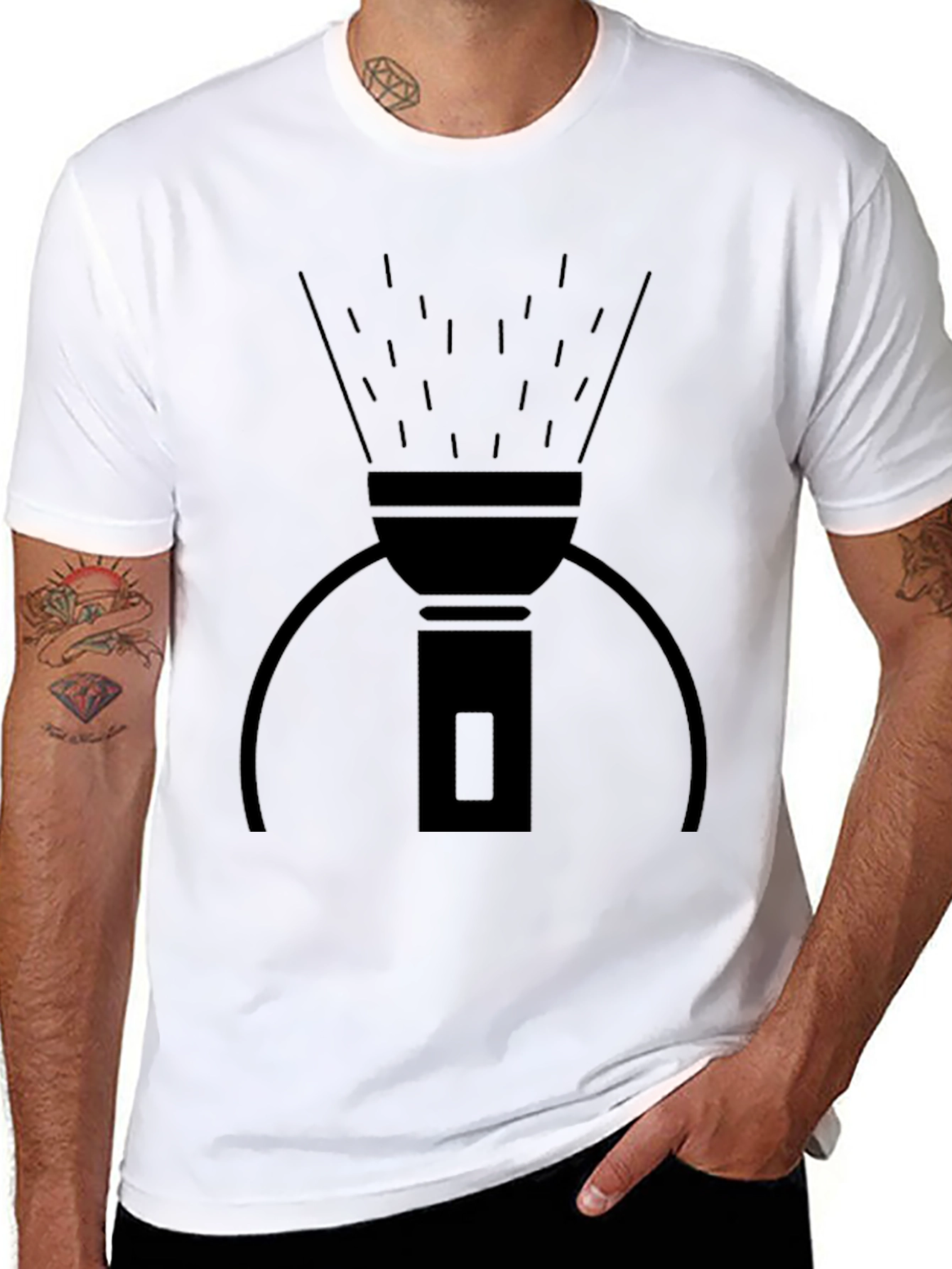 Flashlight Graphic Tee - Soft Black Cotton T-Shirt