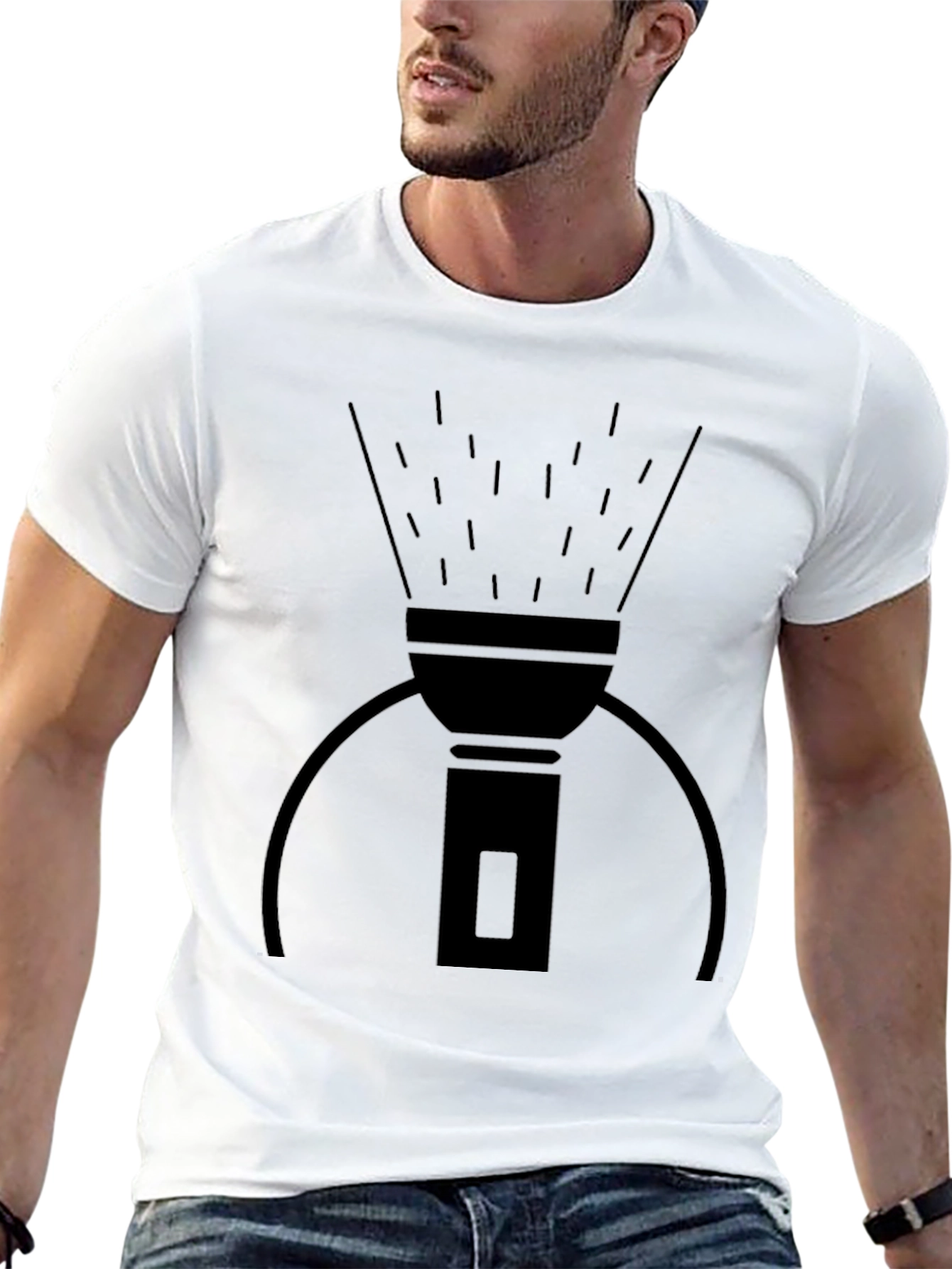 Flashlight Graphic Tee - Soft Black Cotton T-Shirt