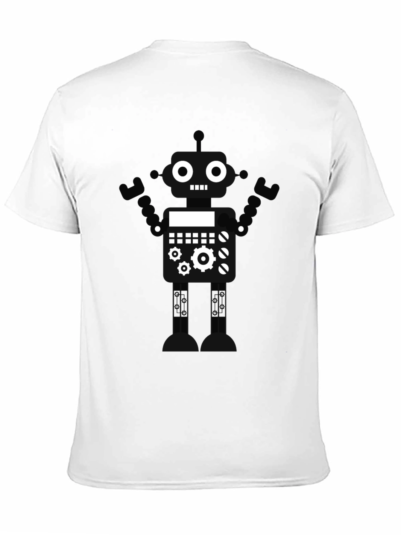 Robot Graphic T-Shirt - Black Crew Neck Tee