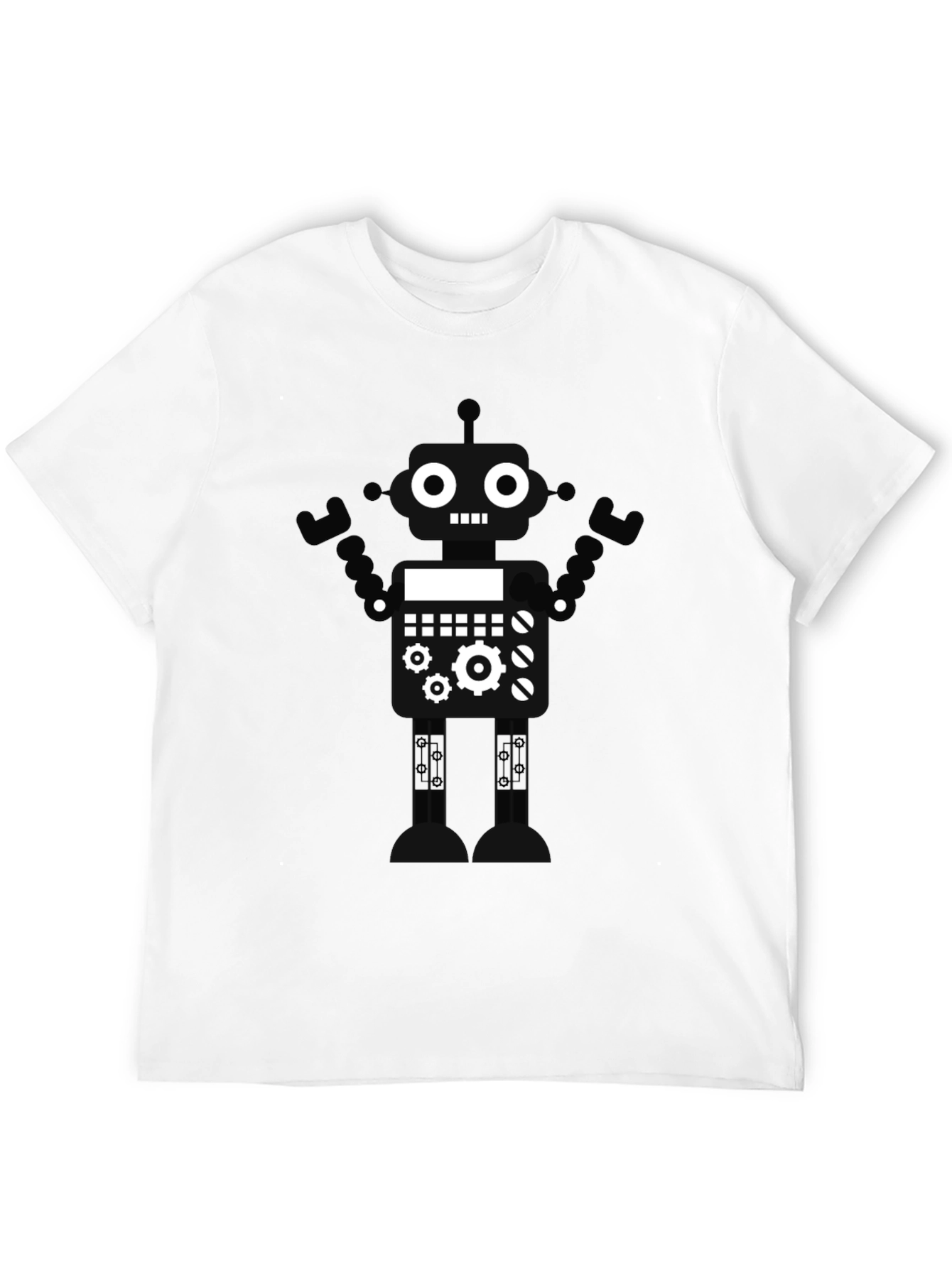Robot Graphic T-Shirt - Black Crew Neck Tee