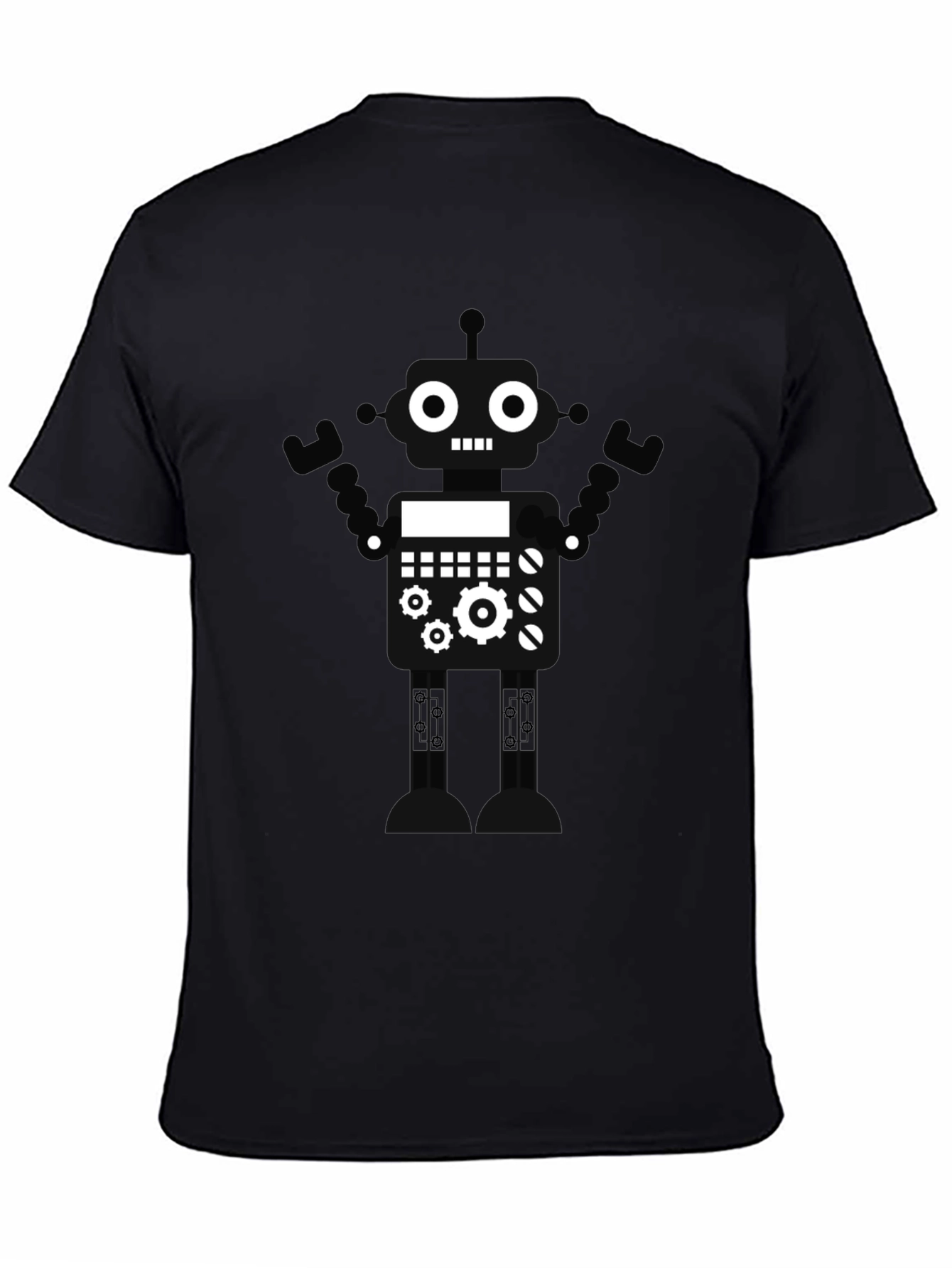 Robot Graphic T-Shirt - Black Crew Neck Tee
