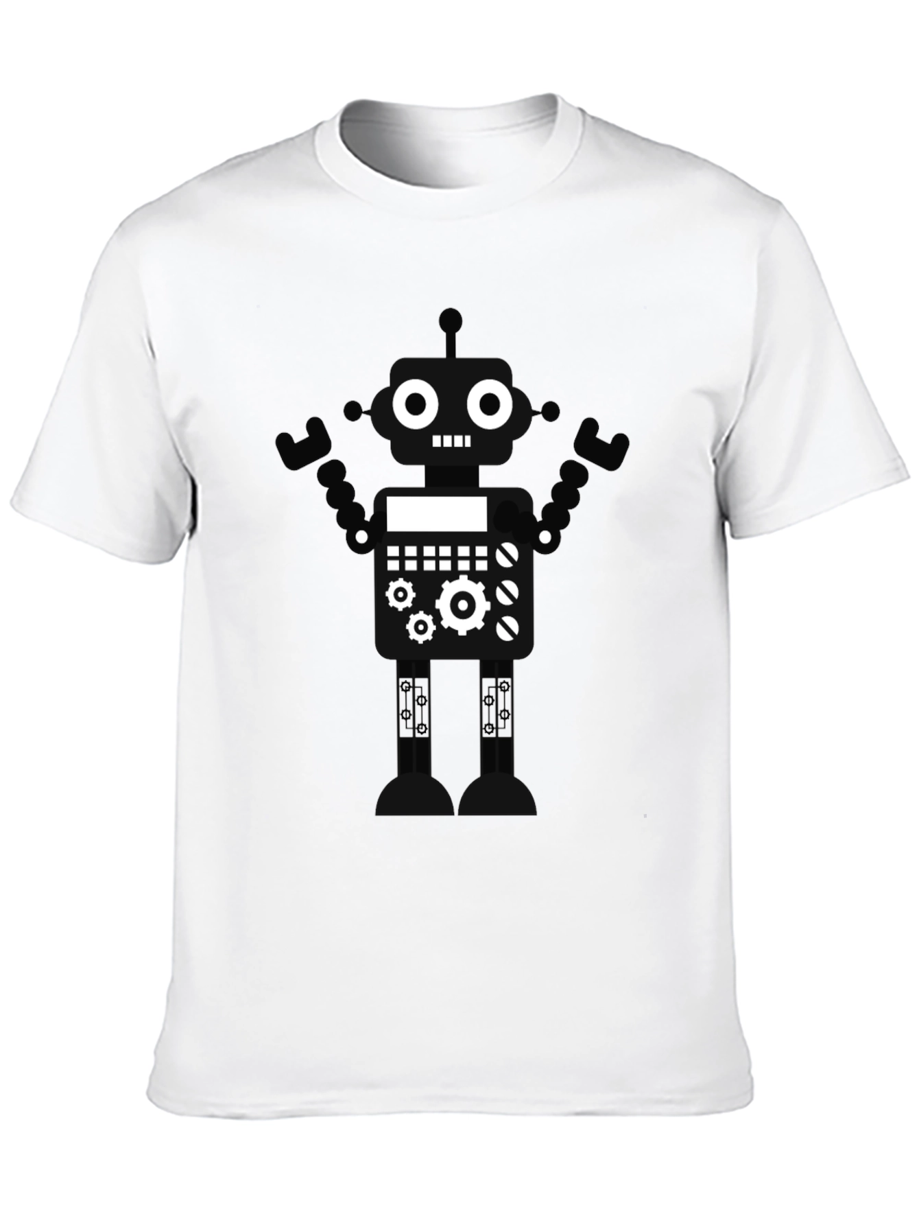 Robot Graphic T-Shirt - Black Crew Neck Tee