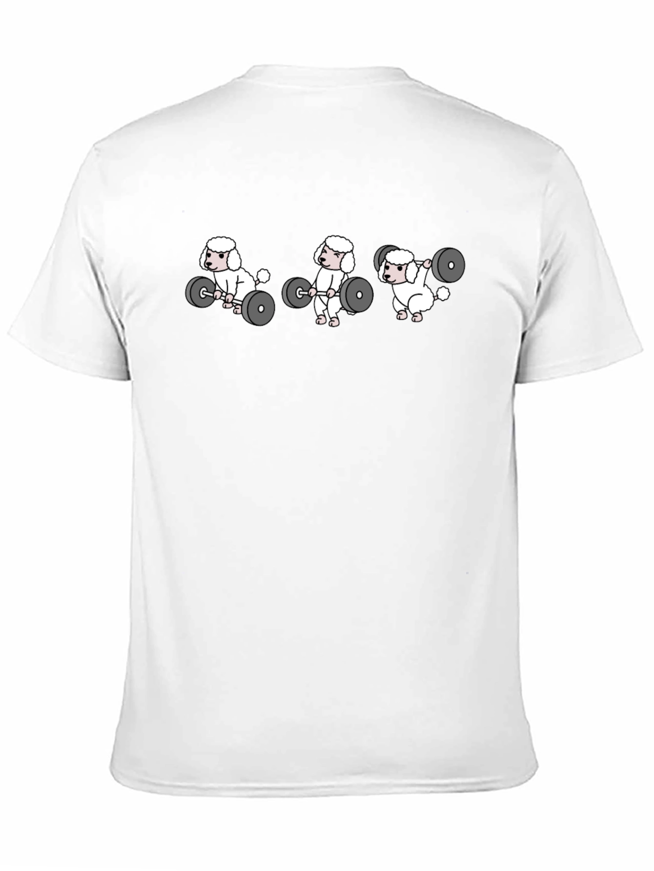 Weightlifting Poodle Cartoon Black T-Shirt