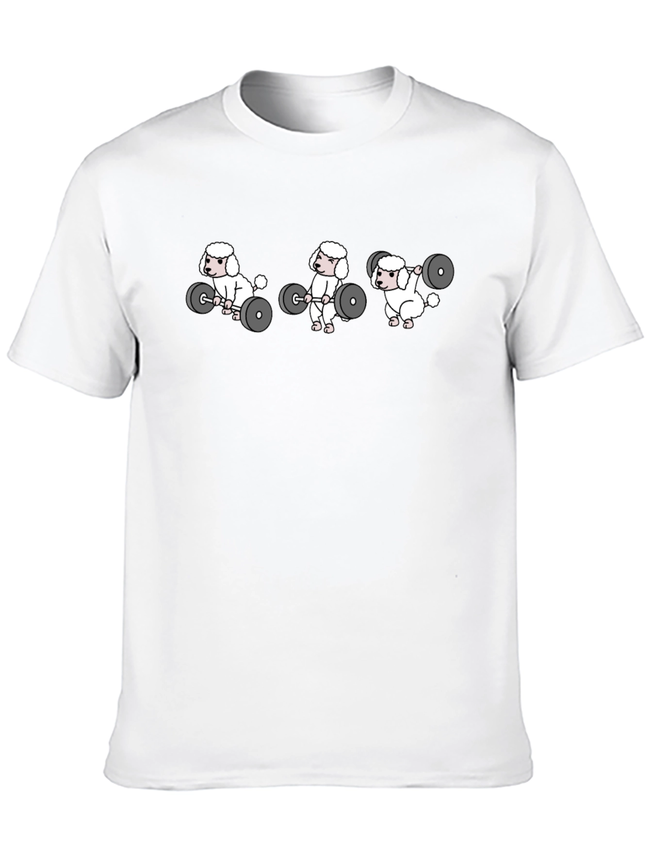 Weightlifting Poodle Cartoon Black T-Shirt