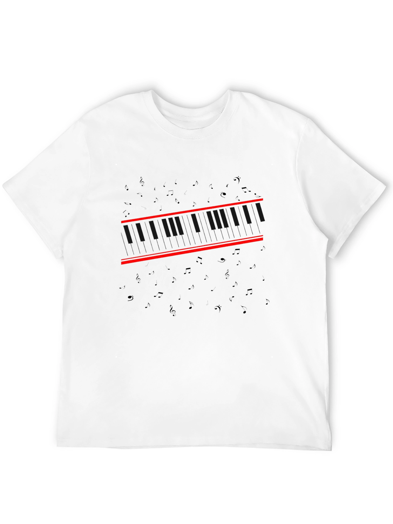 Mens Black T-Shirt with Red Stripe Design
