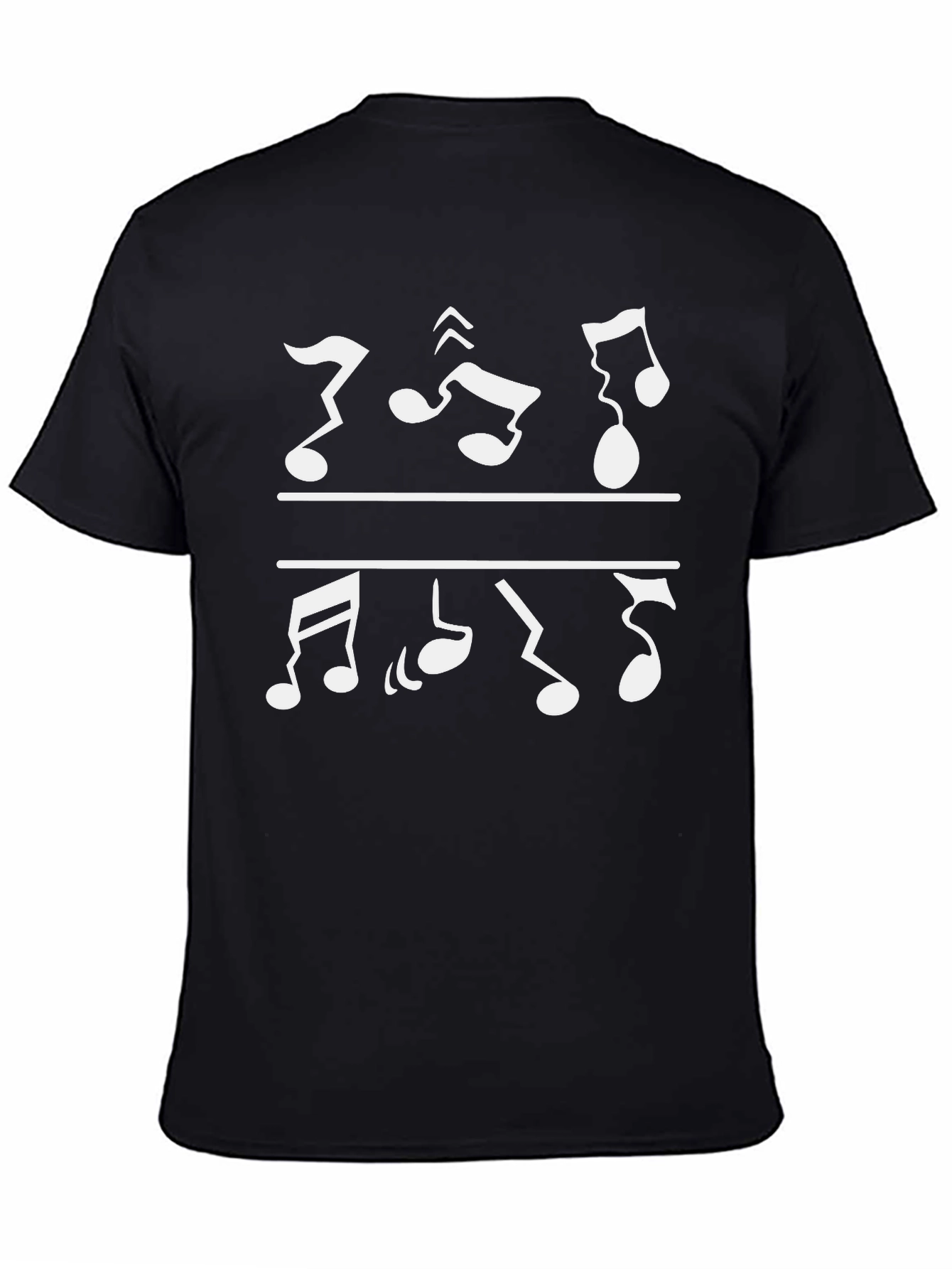 Musical Note Graphic Tee - Black Cotton