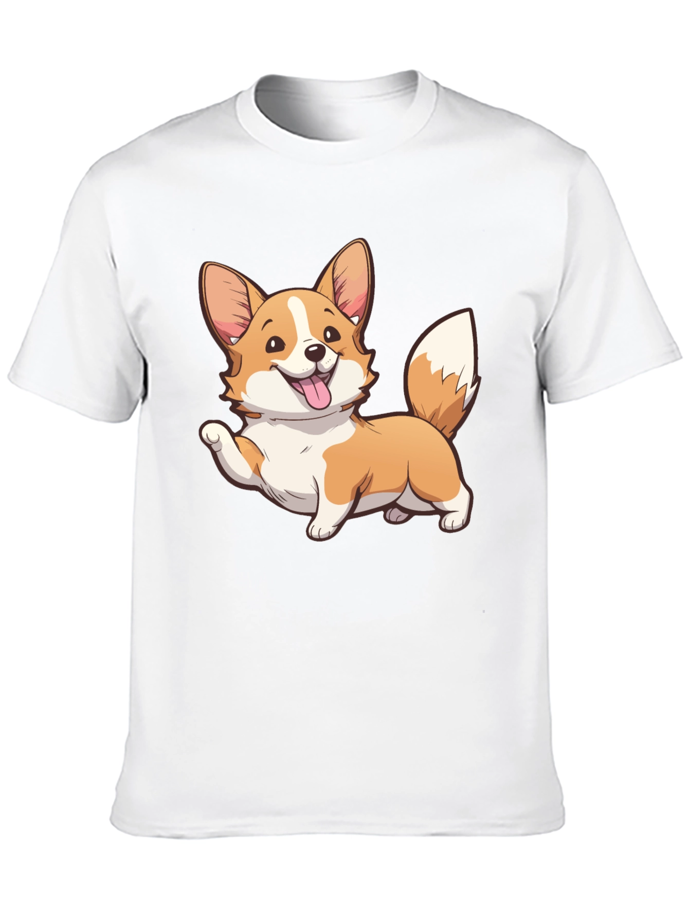 Corgi Cartoon Graphic Black T-Shirt