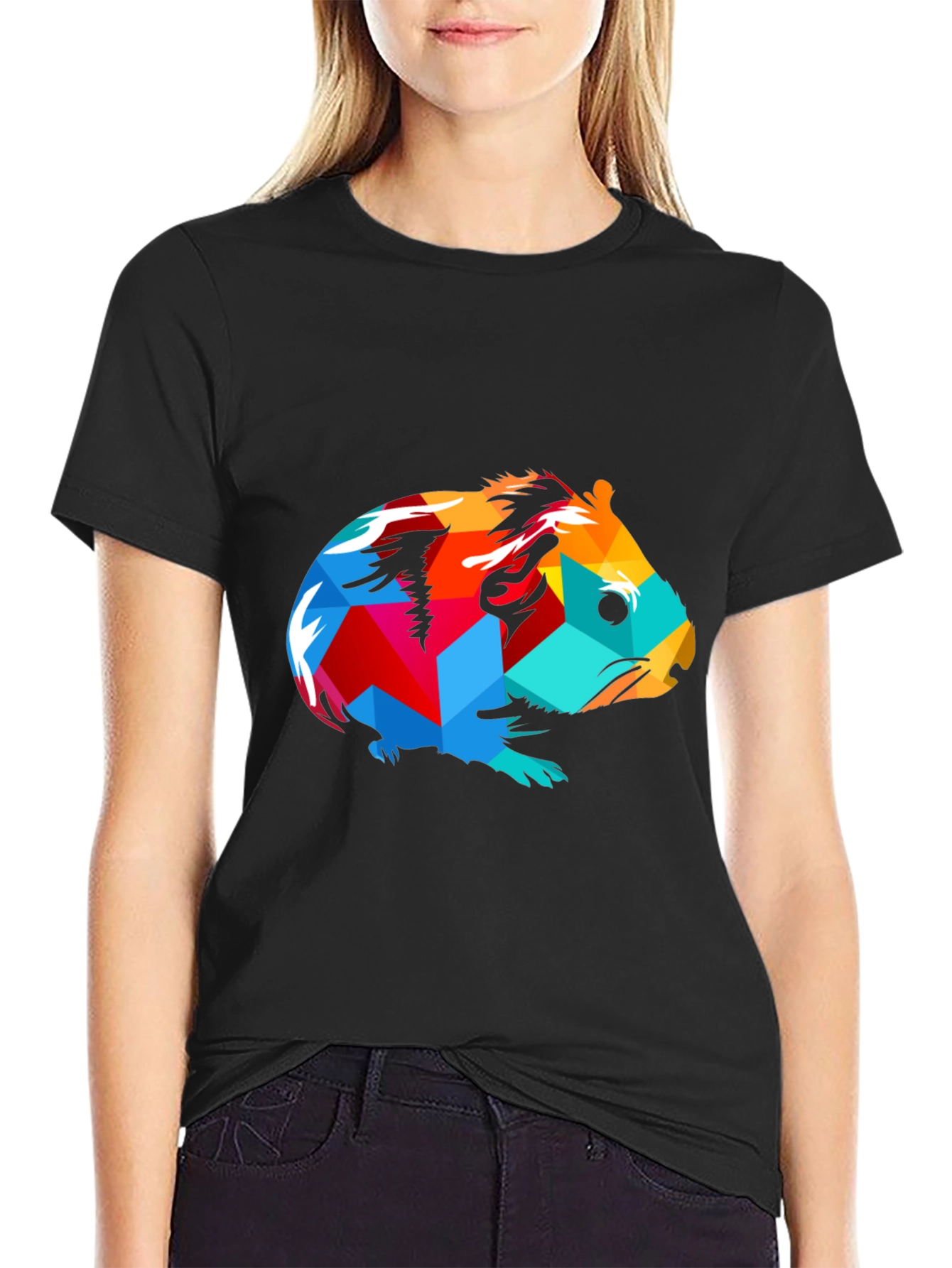 Geometric Guinea Pig Graphic Tee - Modern Art Style