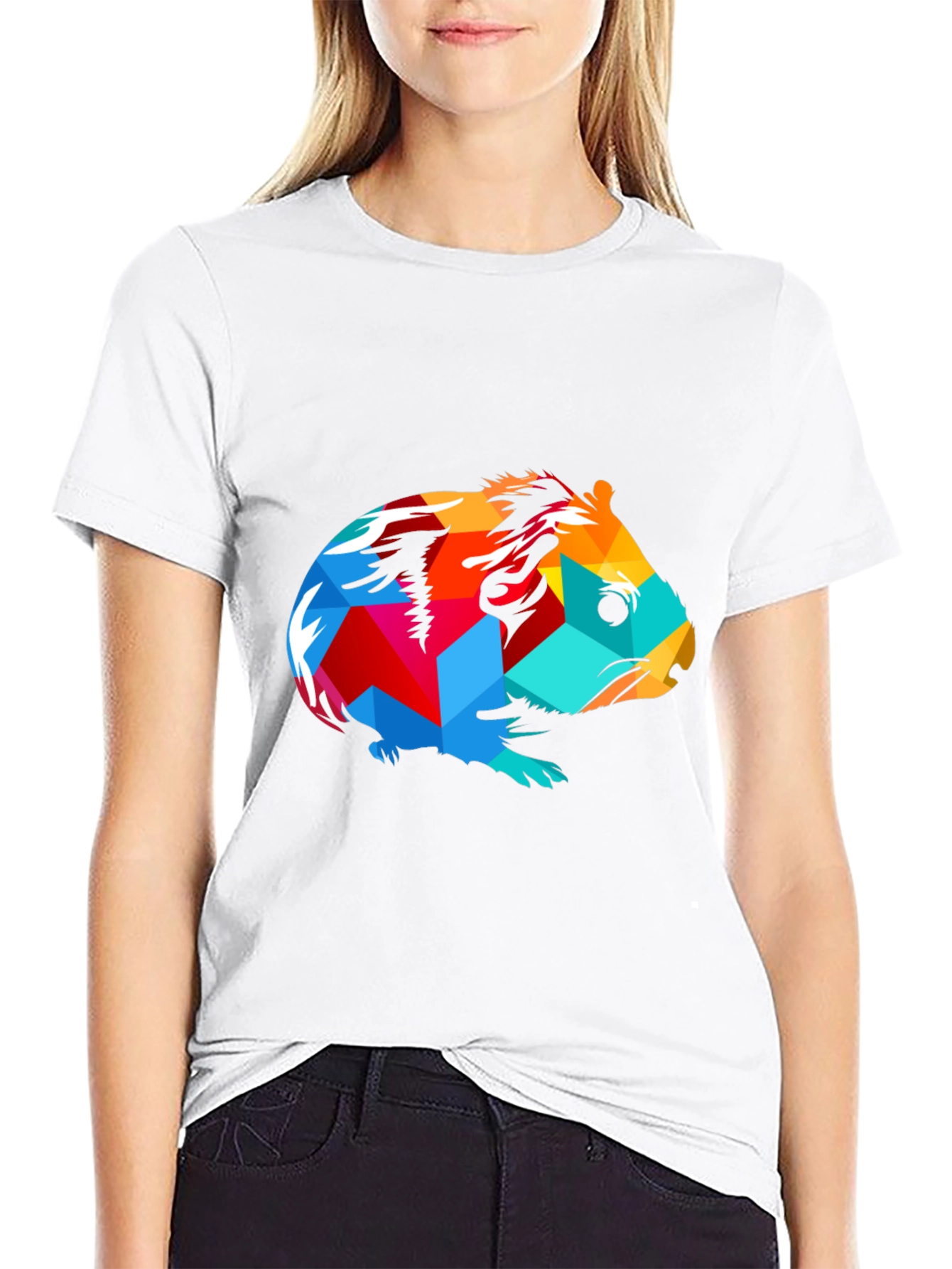 Geometric Guinea Pig Graphic Tee - Modern Art Style