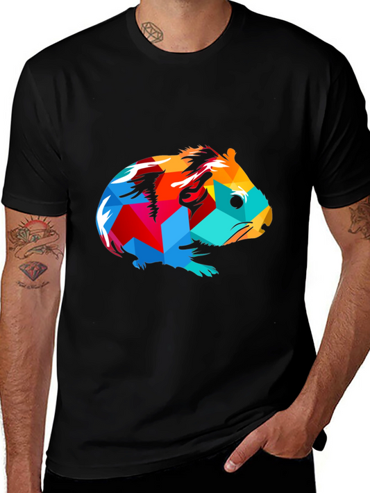 Geometric Guinea Pig Graphic Tee - Modern Art Style