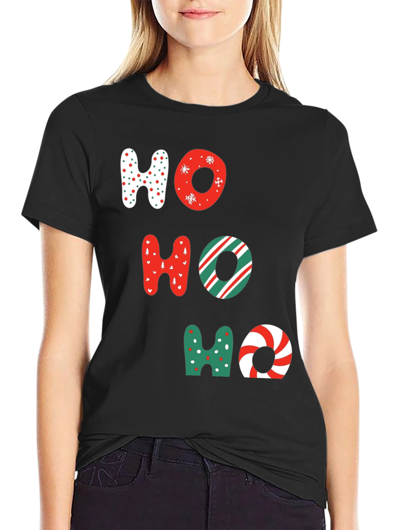 Festive Ho Ho Ho Christmas Graphic Tee