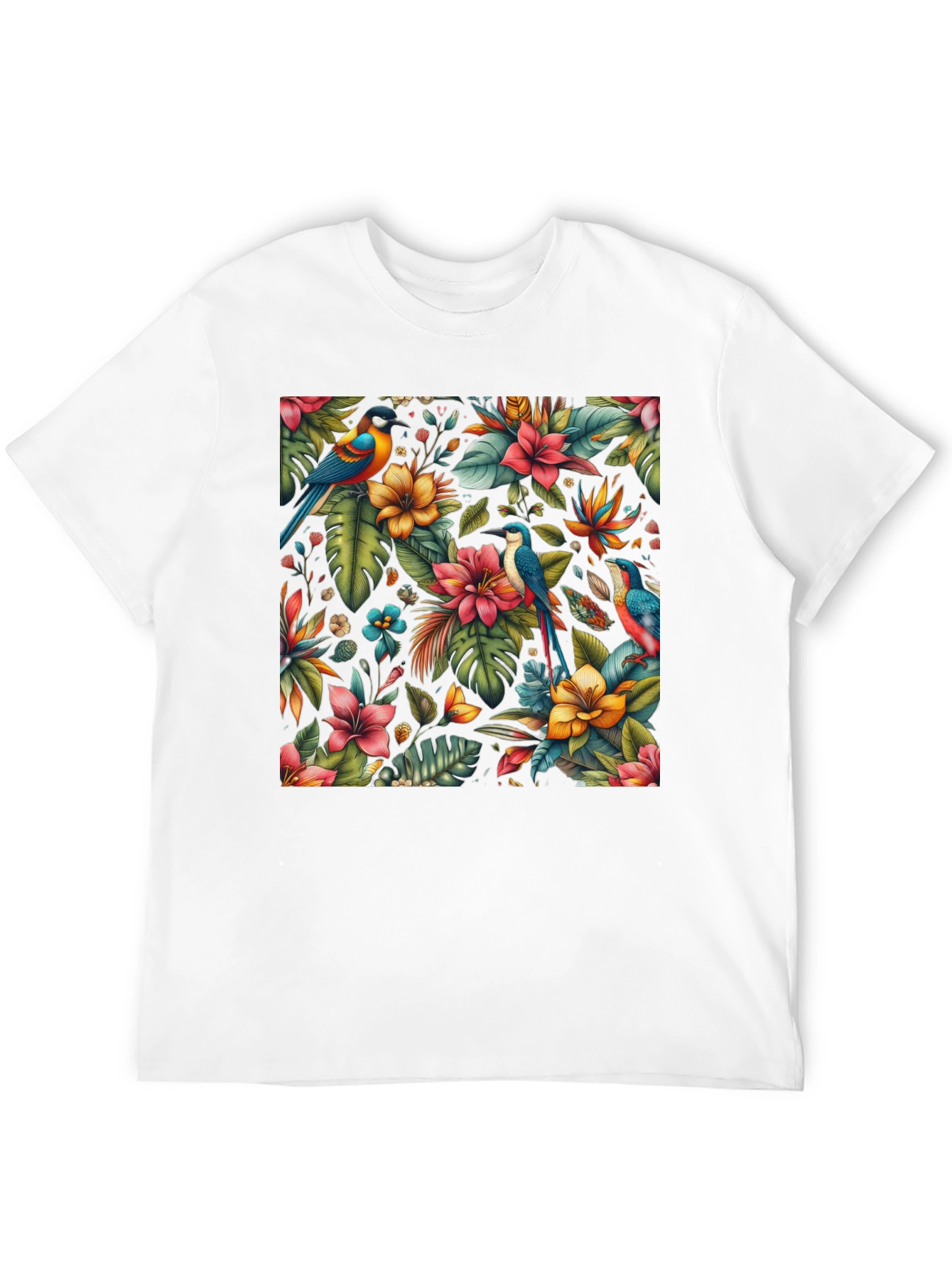 Tropical Birds & Floral Print Tee