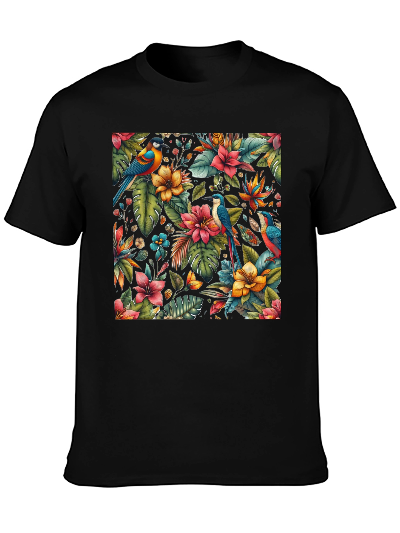 Tropical Birds & Floral Print Tee