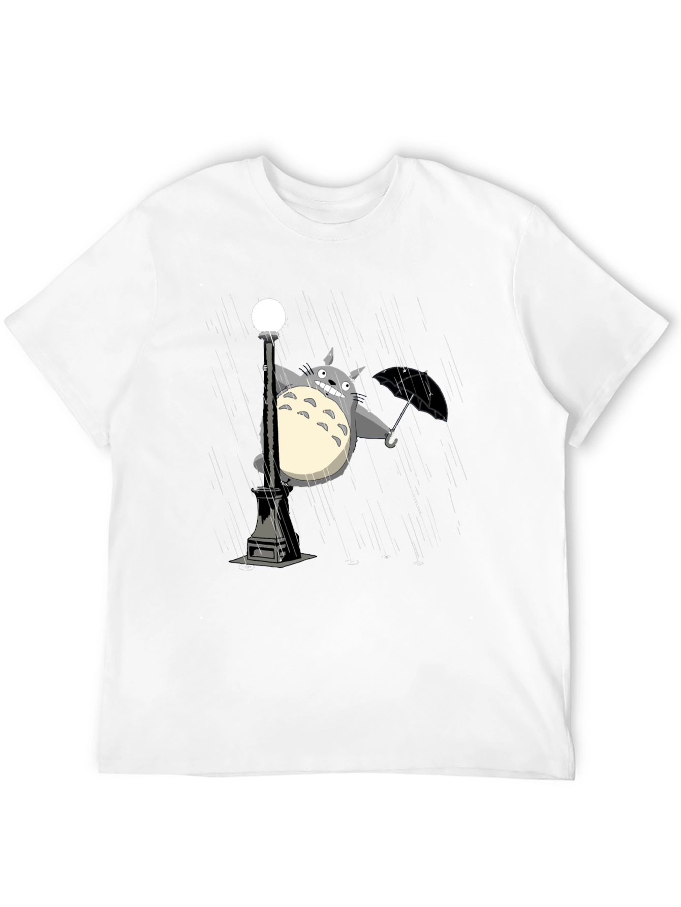 Totoro Umbrella Black T-Shirt