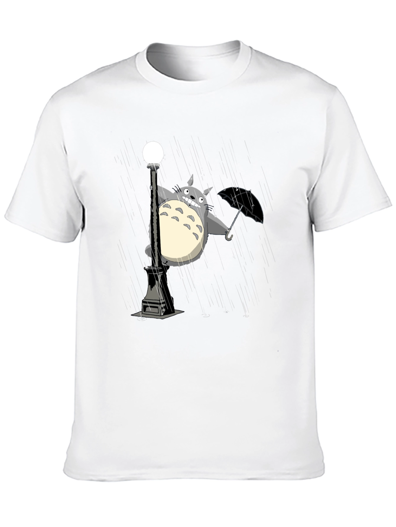 Totoro Umbrella Black T-Shirt
