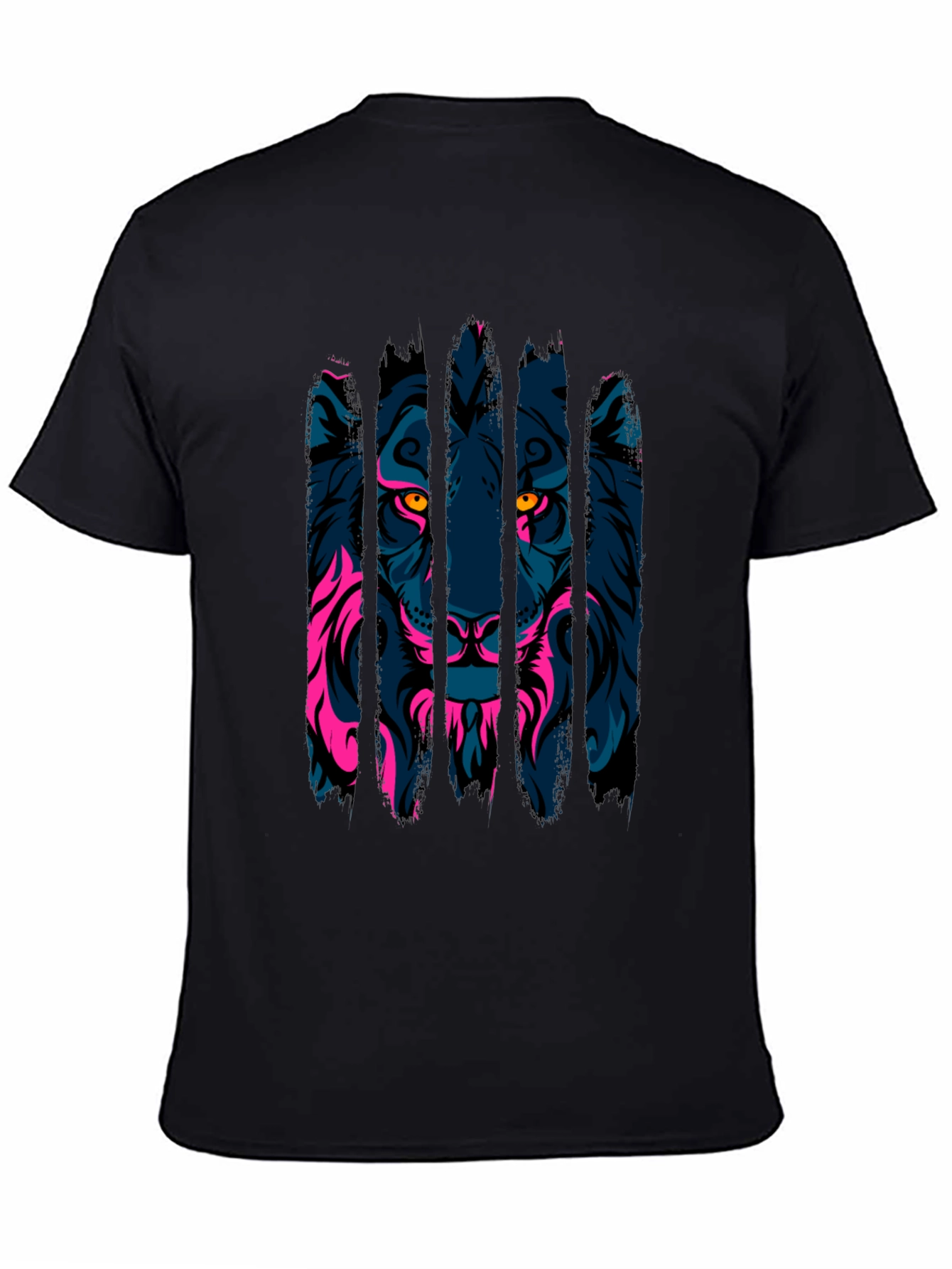 Neon Lion Graphic Black T-Shirt