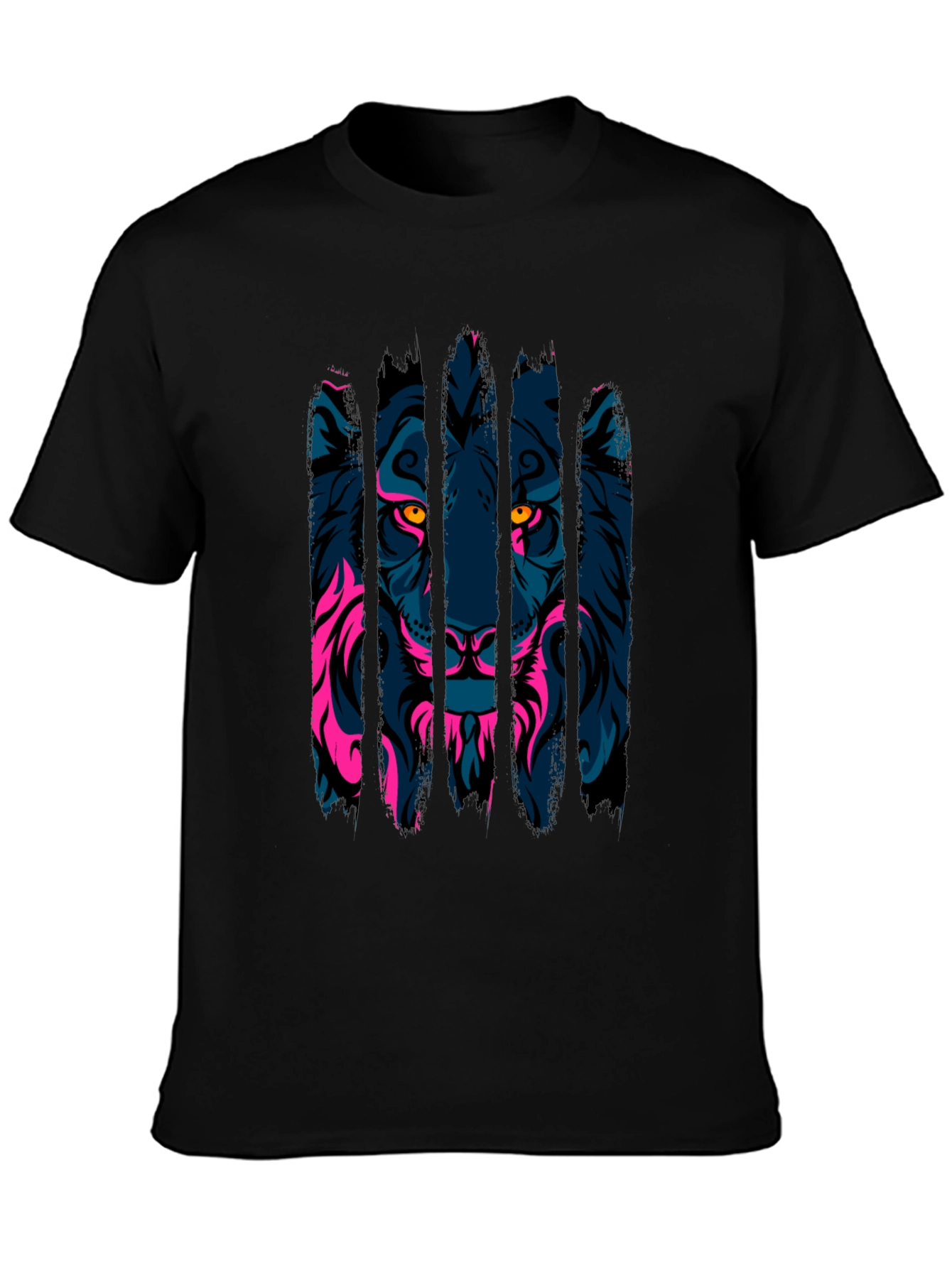 Neon Lion Graphic Black T-Shirt