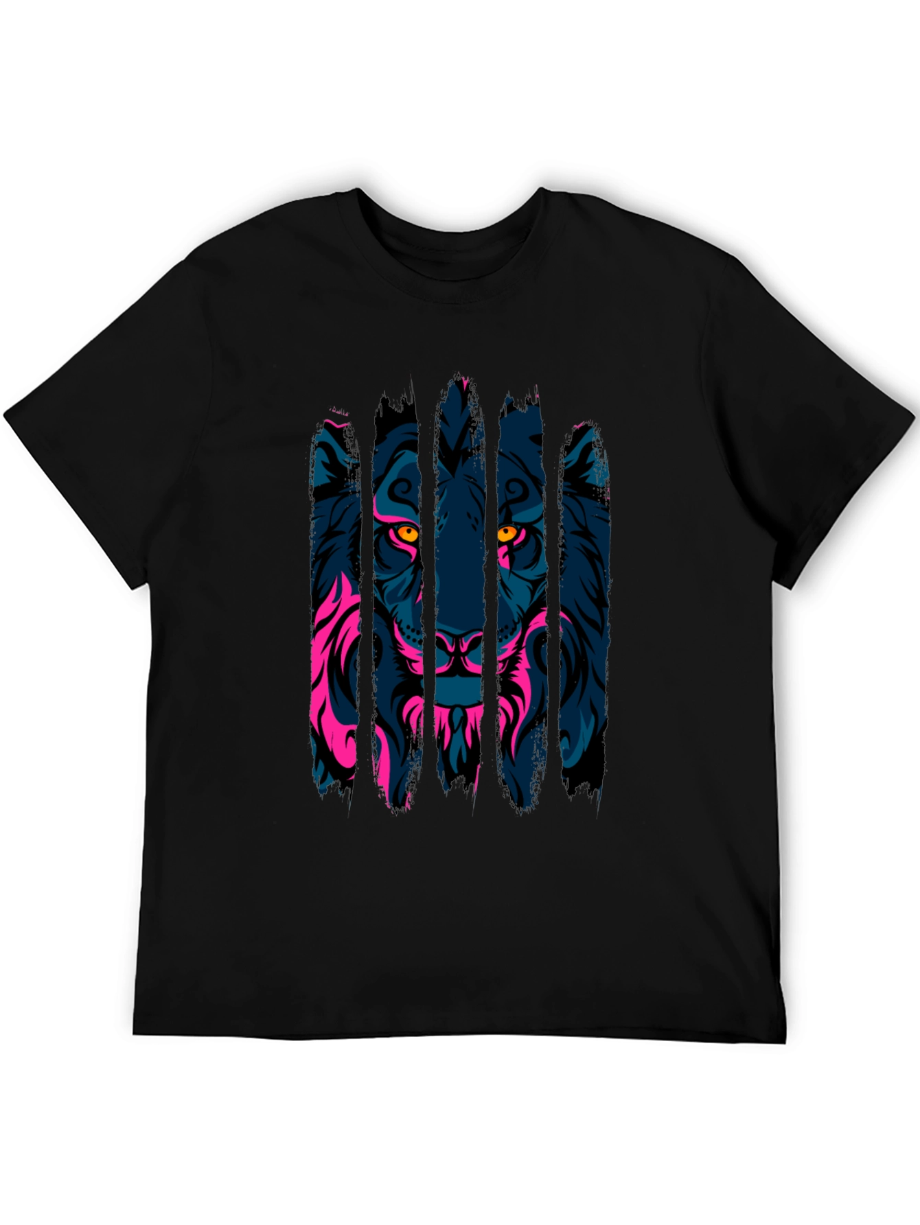 Neon Lion Graphic Black T-Shirt