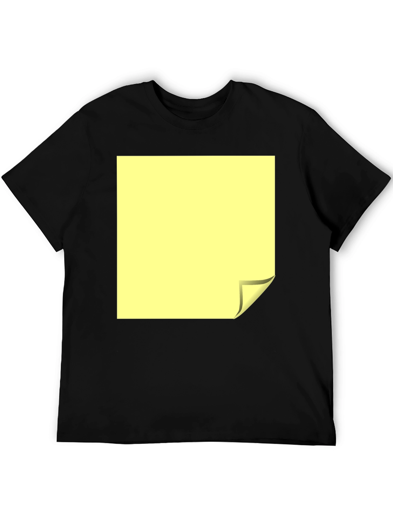 Black T-Shirt with Yellow Folded Square Graphic