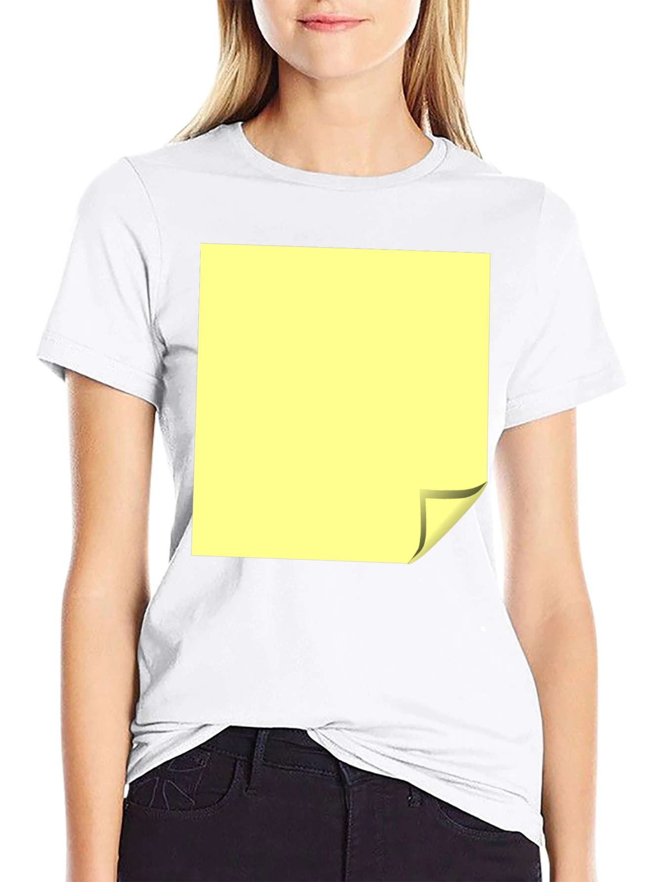 Black T-Shirt with Yellow Folded Square Graphic