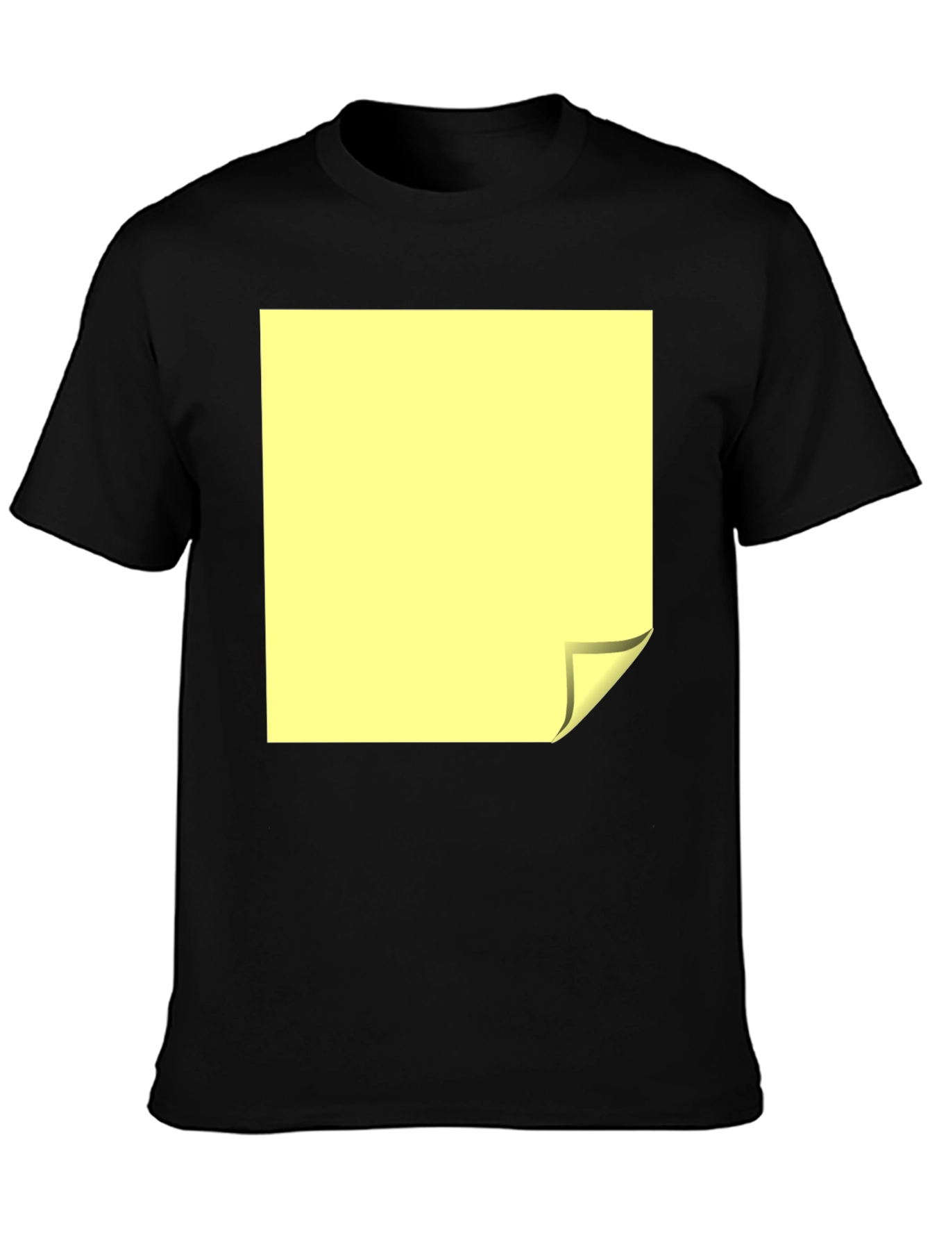 Black T-Shirt with Yellow Folded Square Graphic