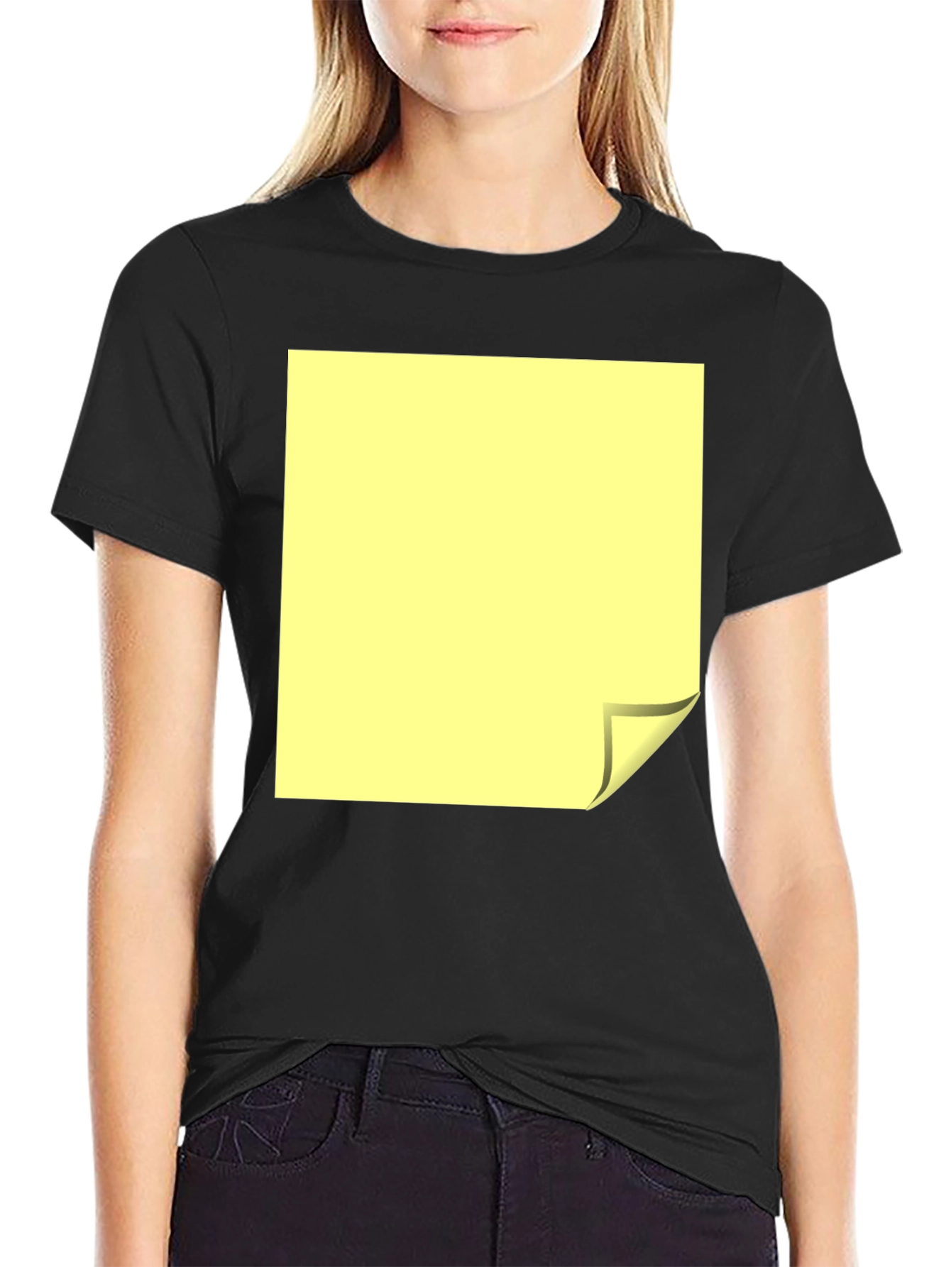 Black T-Shirt with Yellow Folded Square Graphic