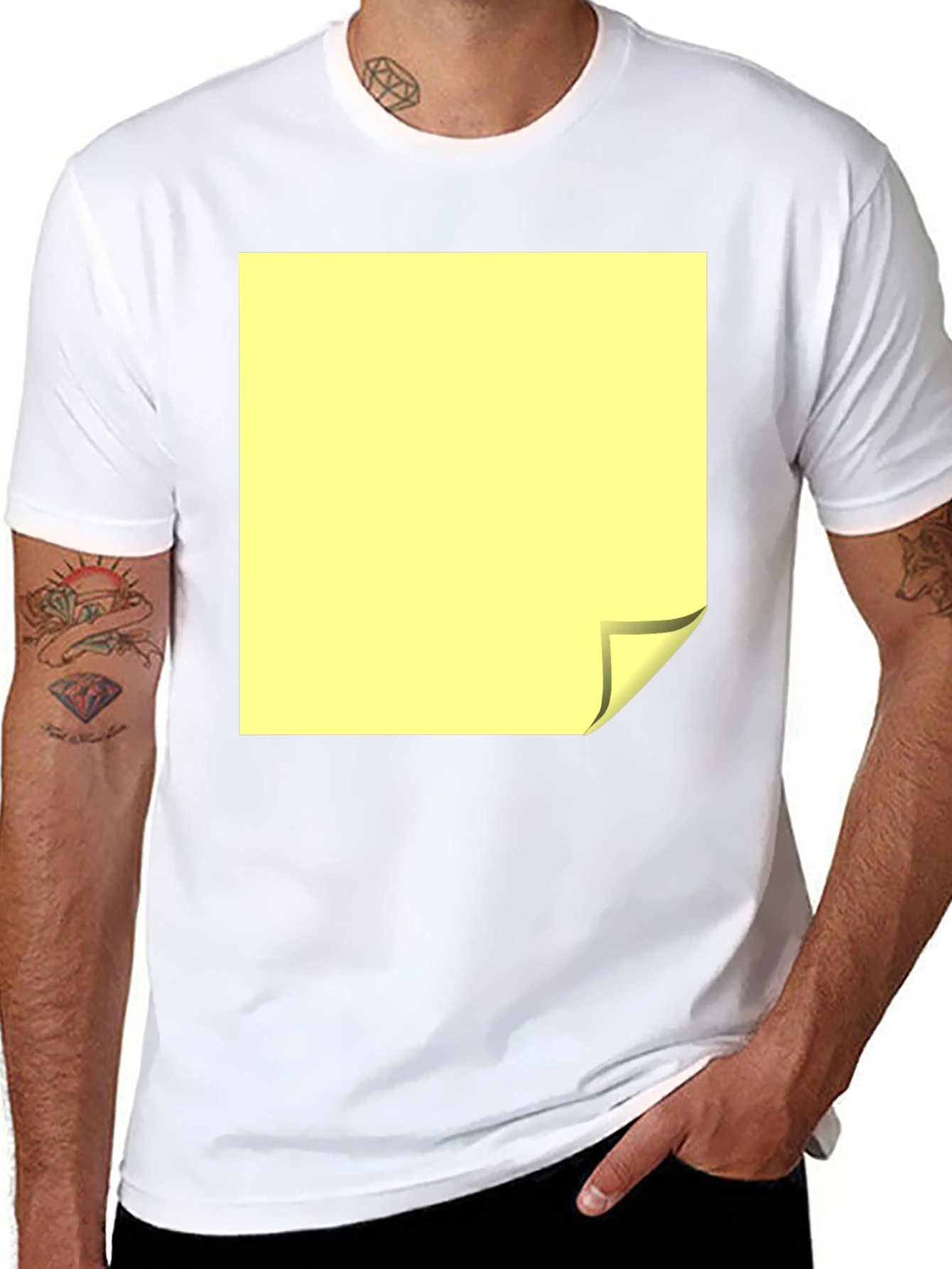Black T-Shirt with Yellow Folded Square Graphic