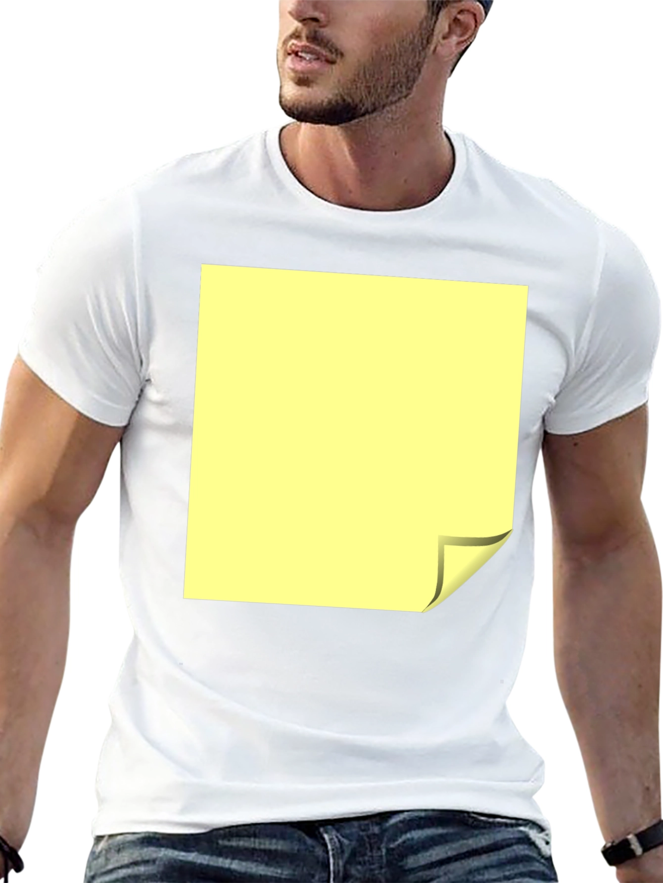 Black T-Shirt with Yellow Folded Square Graphic