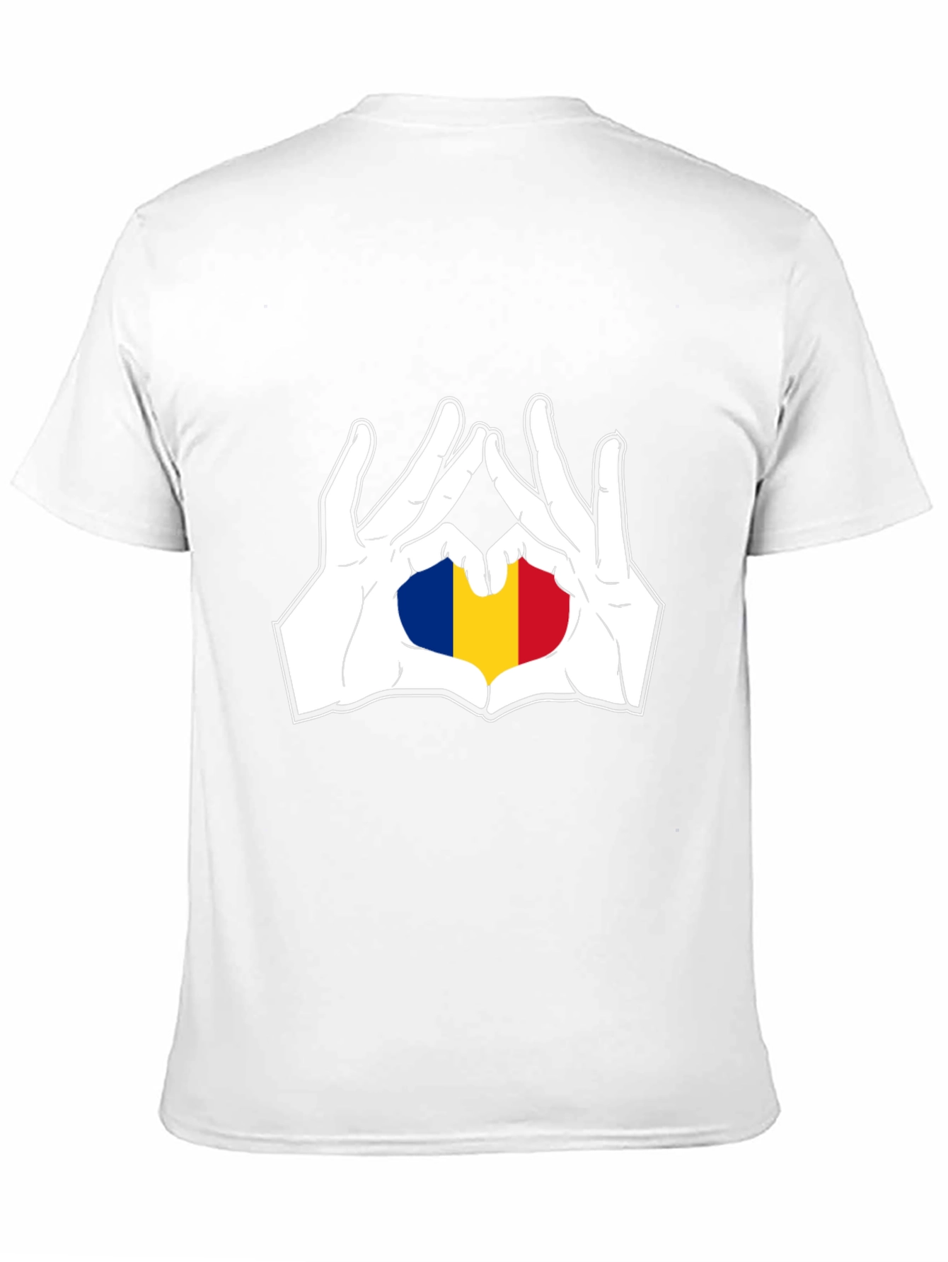 Romania Flag Heart Hands Black T-Shirt