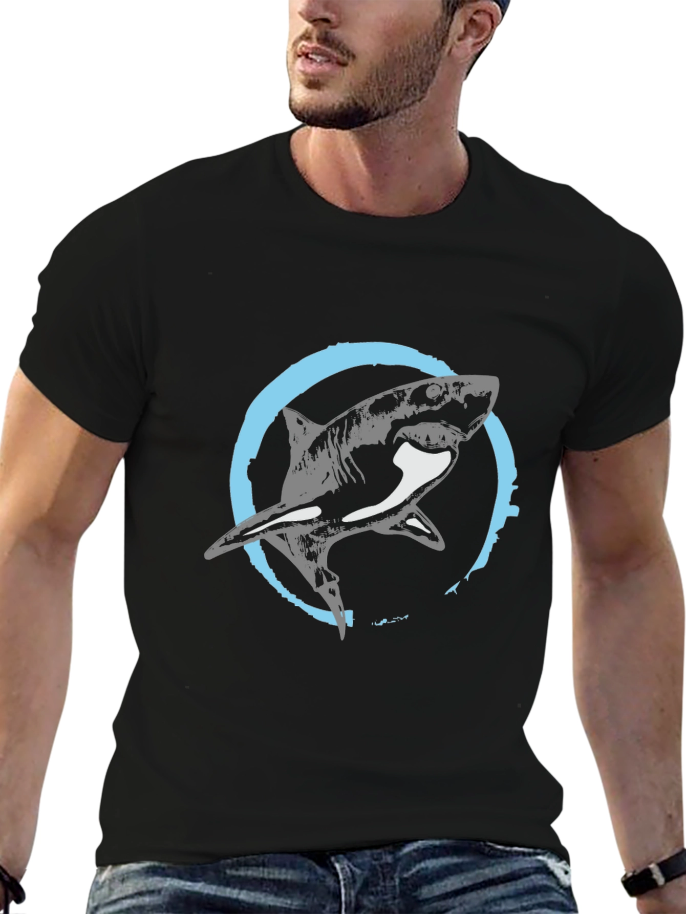 Shark Graphic Tee - Mens Black T-Shirt