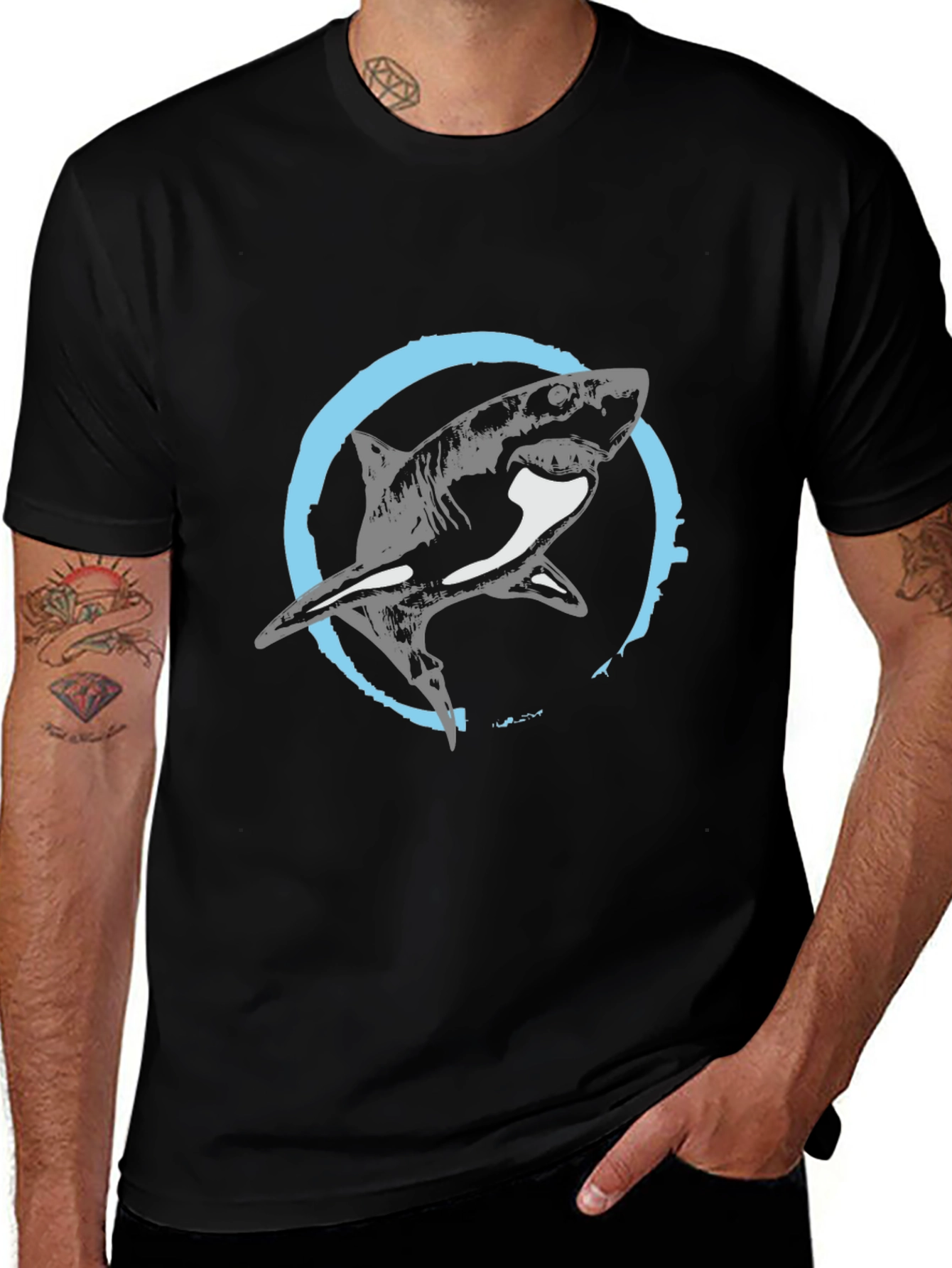 Shark Graphic Tee - Mens Black T-Shirt