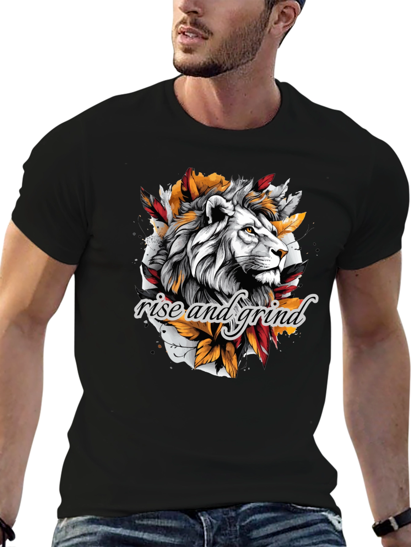Rise and Grind Lion Graphic T-Shirt
