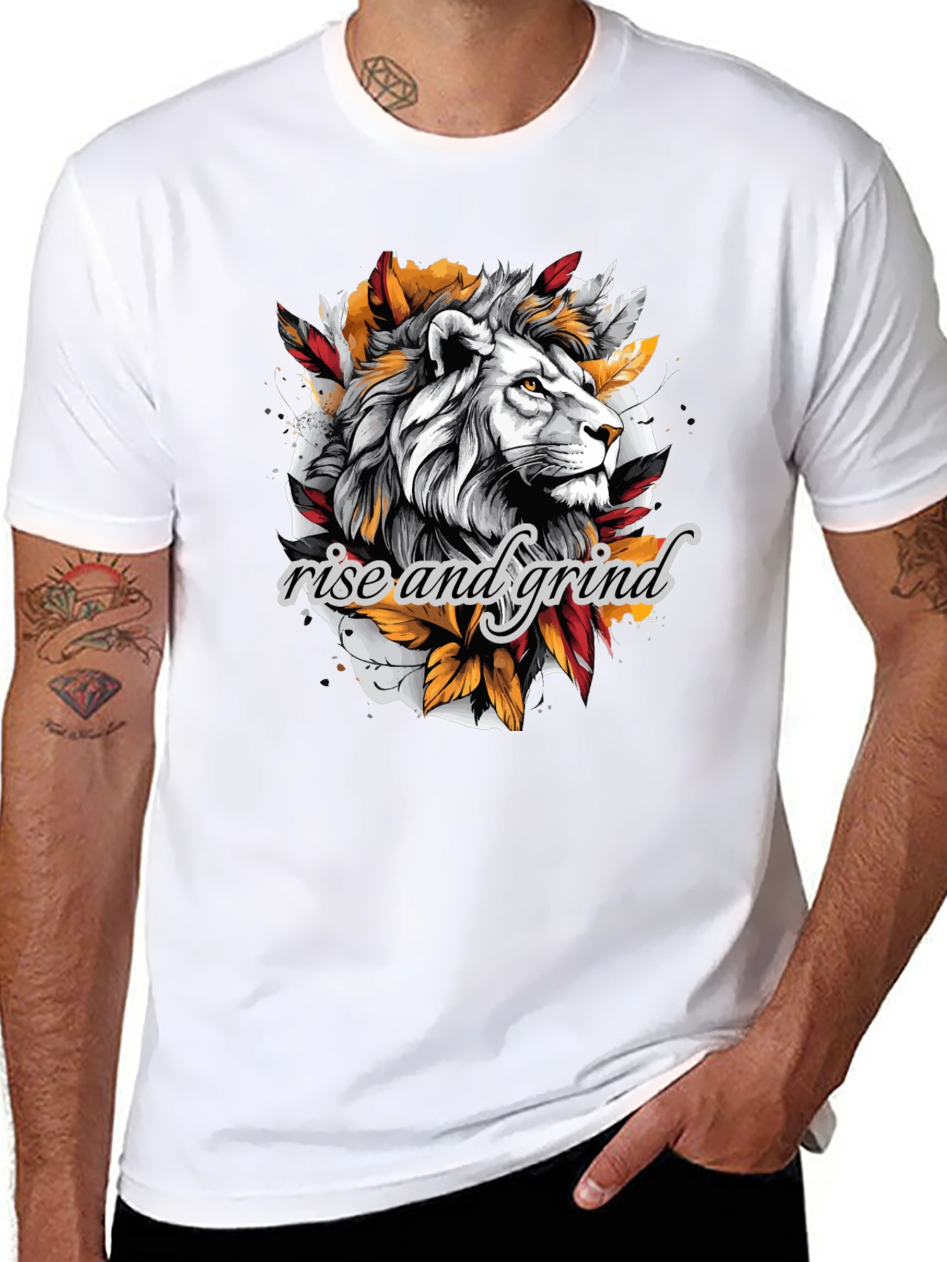 Rise and Grind Lion Graphic T-Shirt