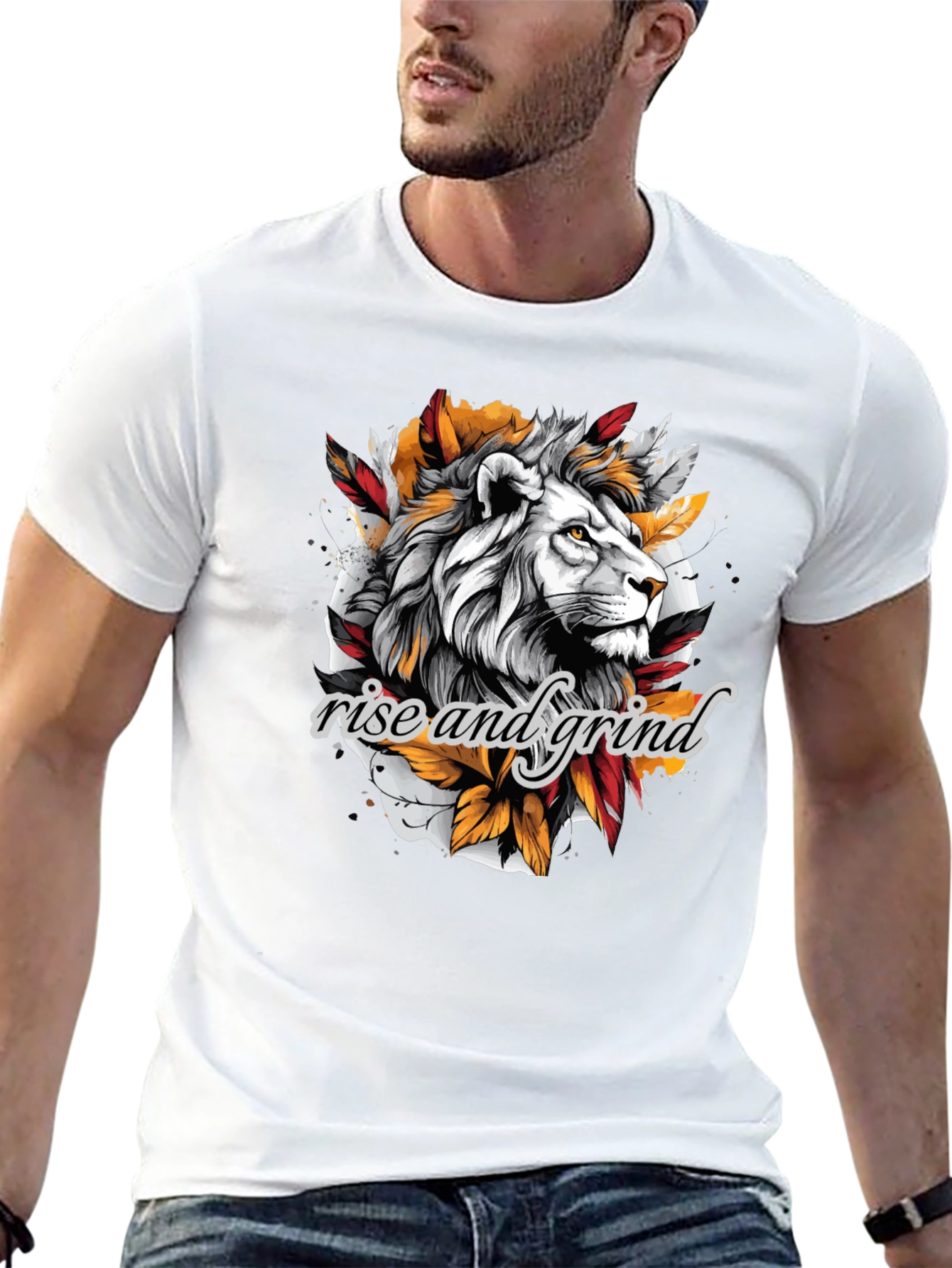 Rise and Grind Lion Graphic T-Shirt