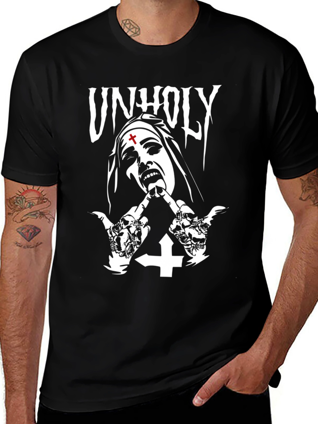 Unholy Nun Graphic T-Shirt - Black