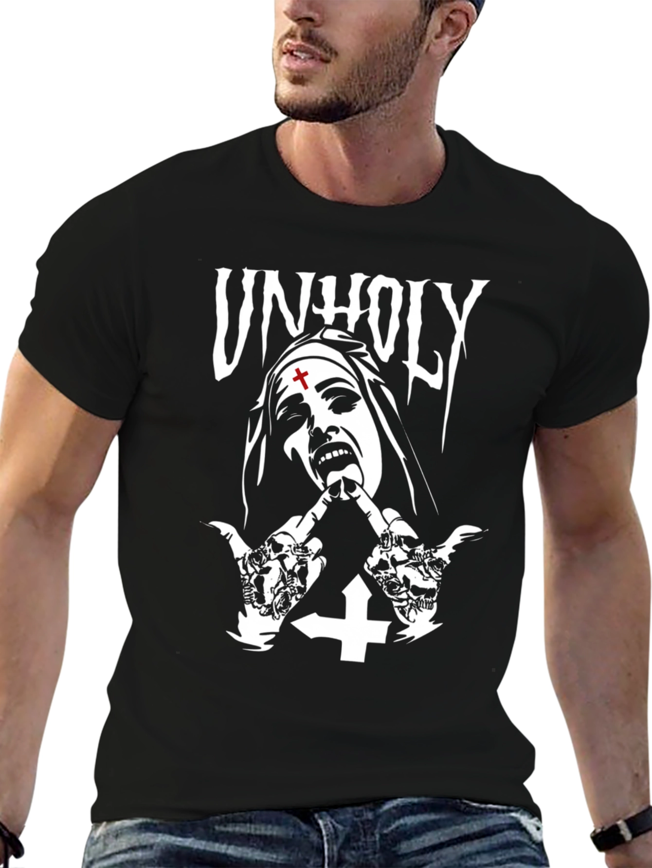 Unholy Nun Graphic T-Shirt - Black