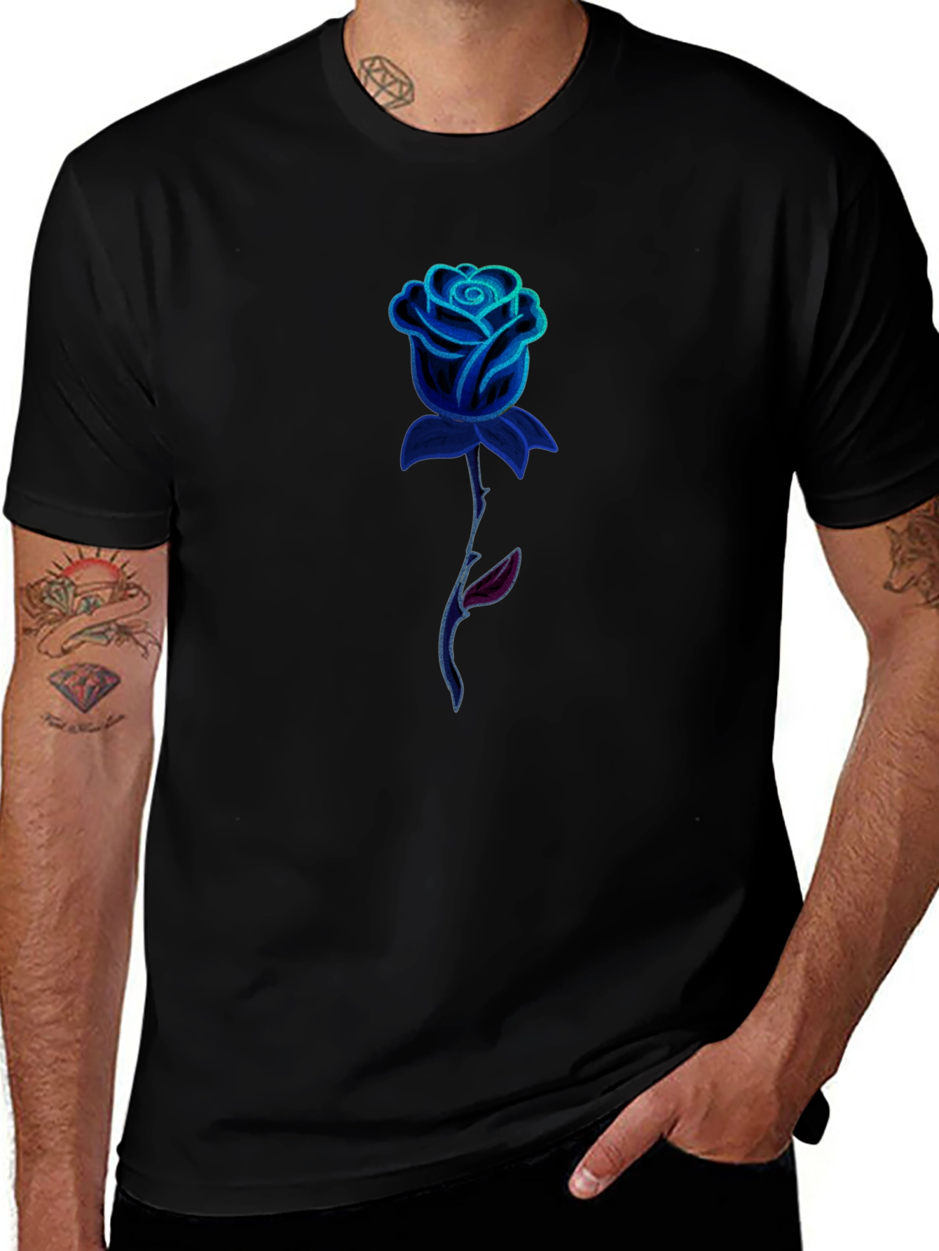 Mens Black Rose Graphic Tee